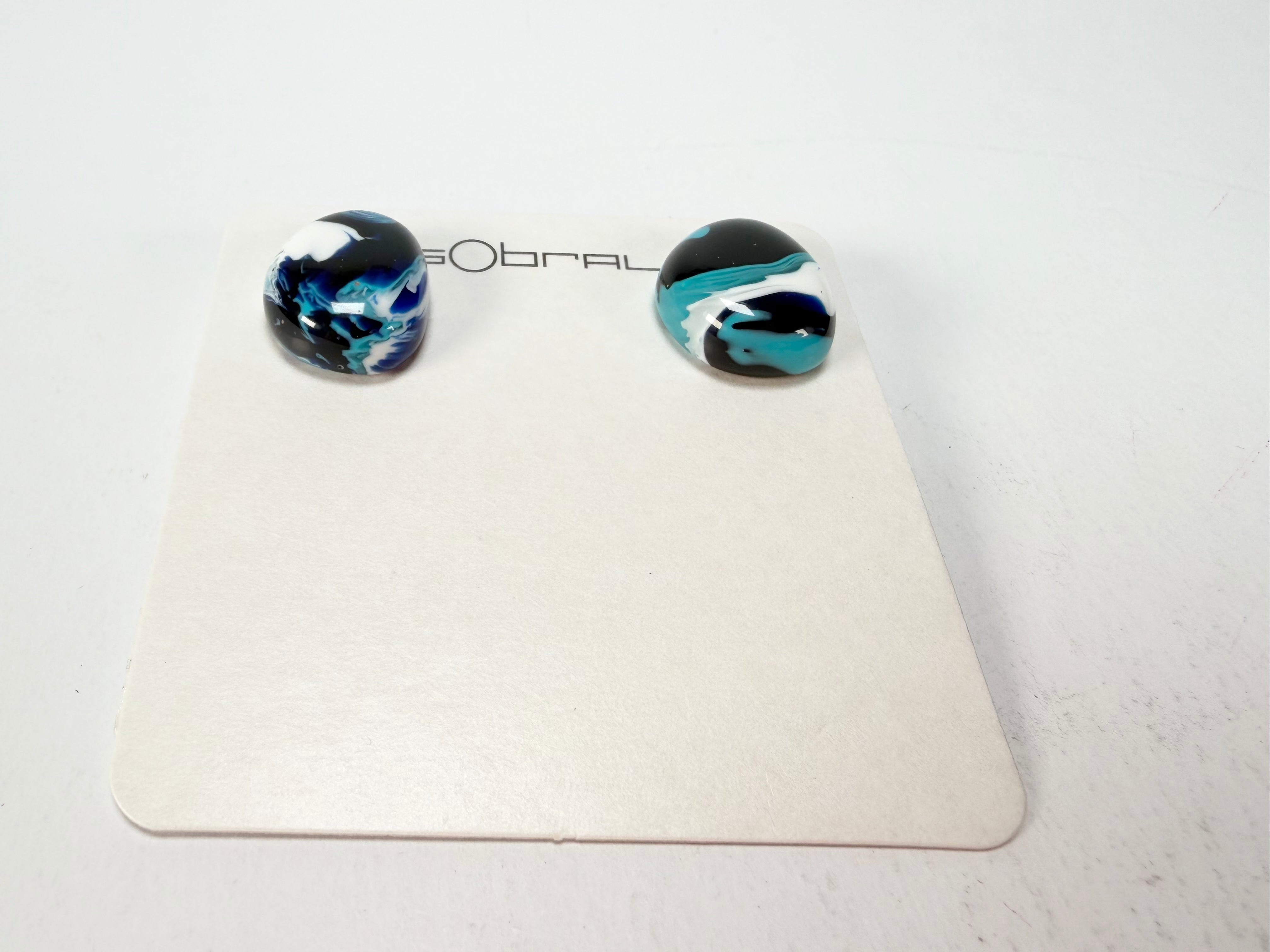 Sobral - Onda Azul "Wave" Blue Resin Earrings ( 005330 )
