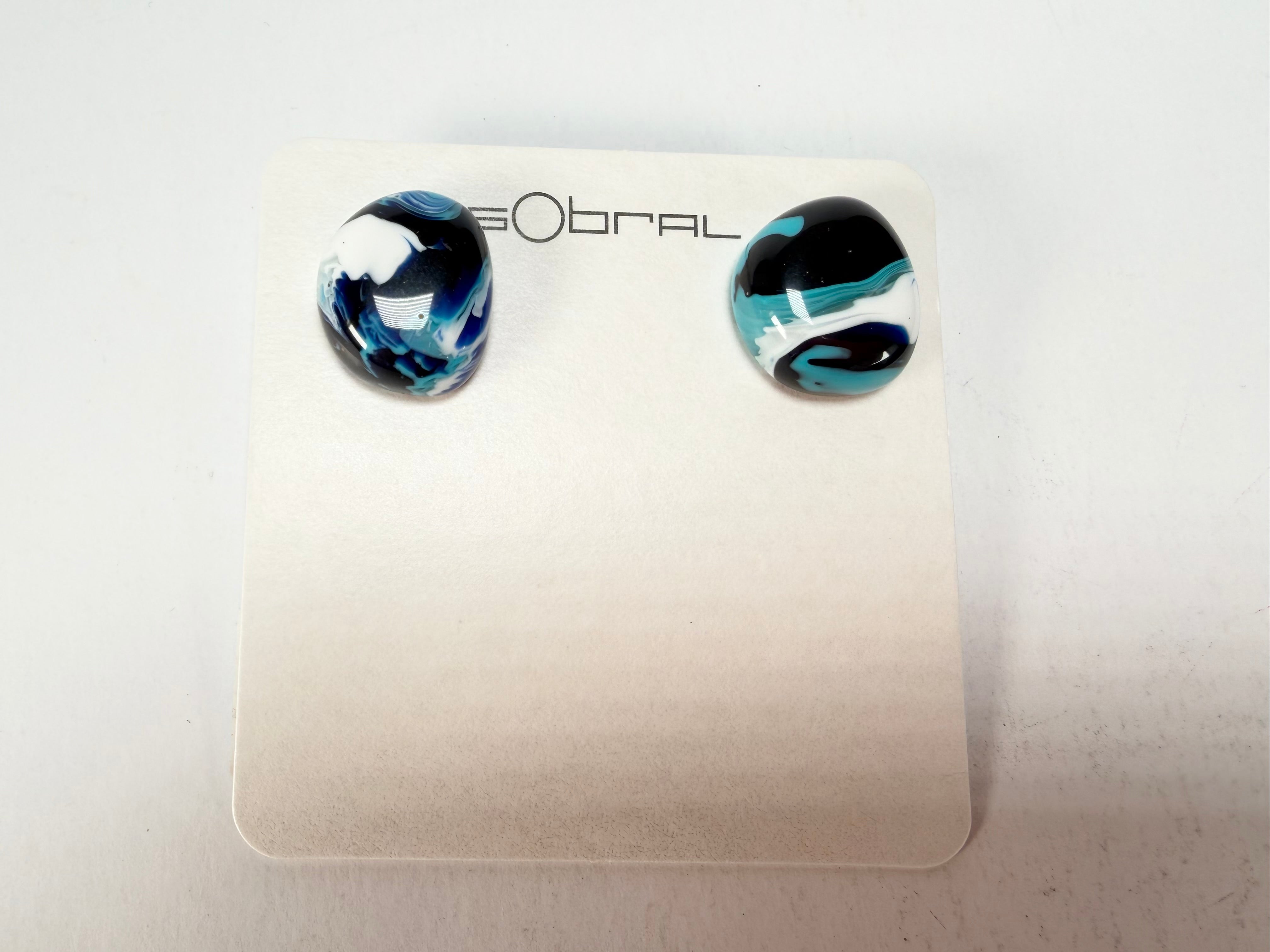 Sobral - Onda Azul "Wave" Blue Resin Earrings ( 005330 )