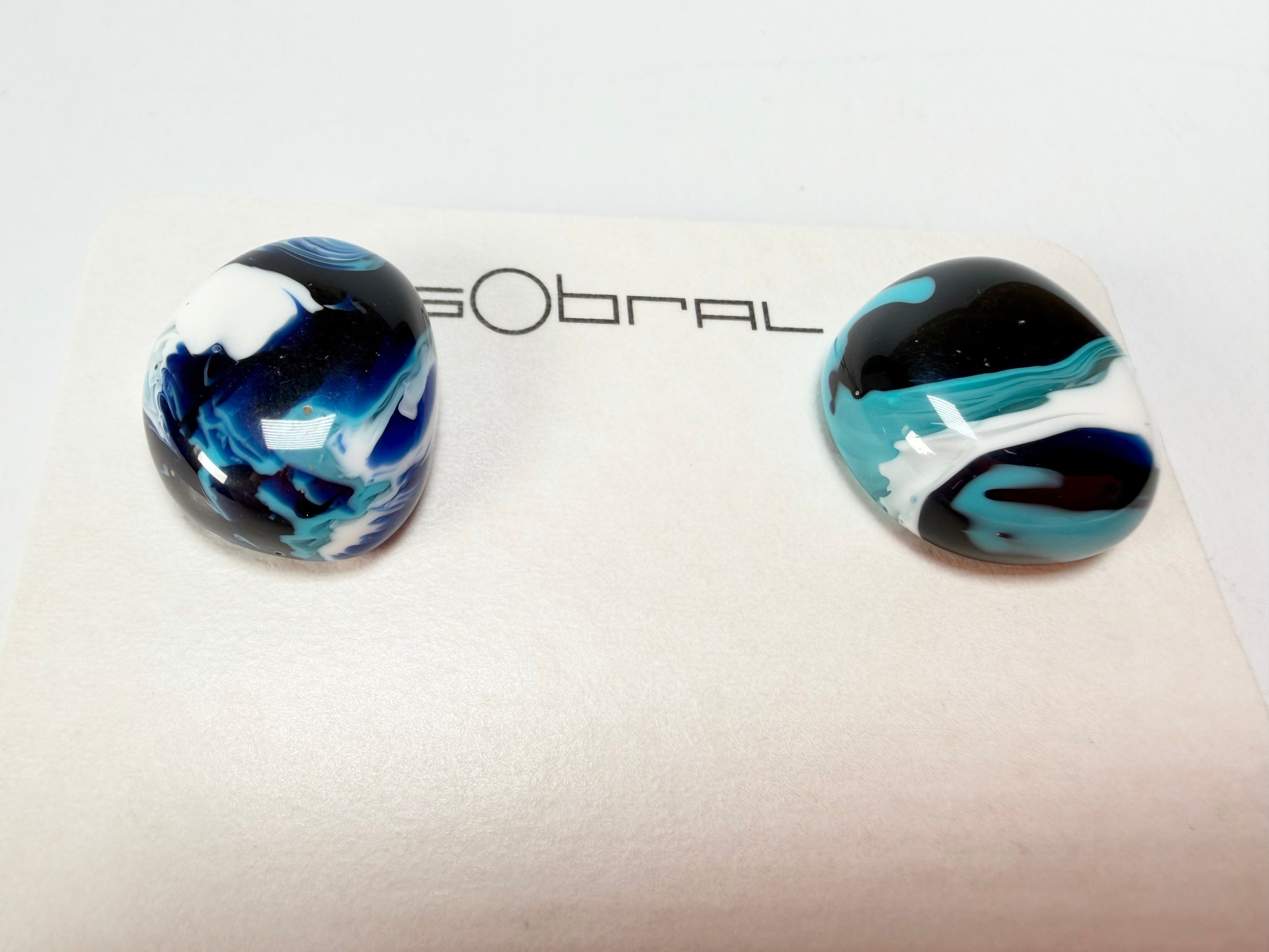 Sobral - Onda Azul "Wave" Blue Resin Earrings ( 005330 )