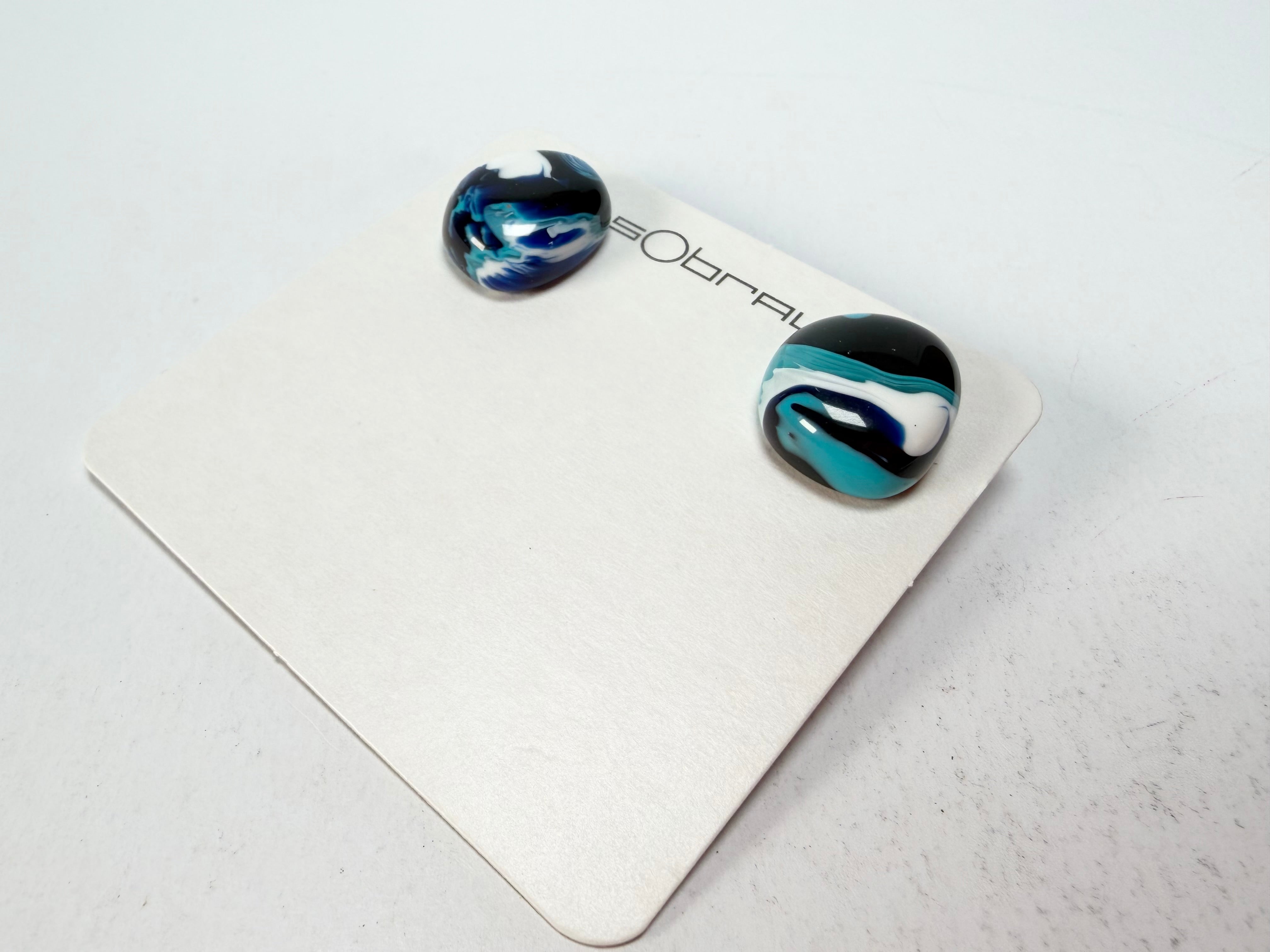 Sobral - Onda Azul "Wave" Blue Resin Earrings ( 005330 )