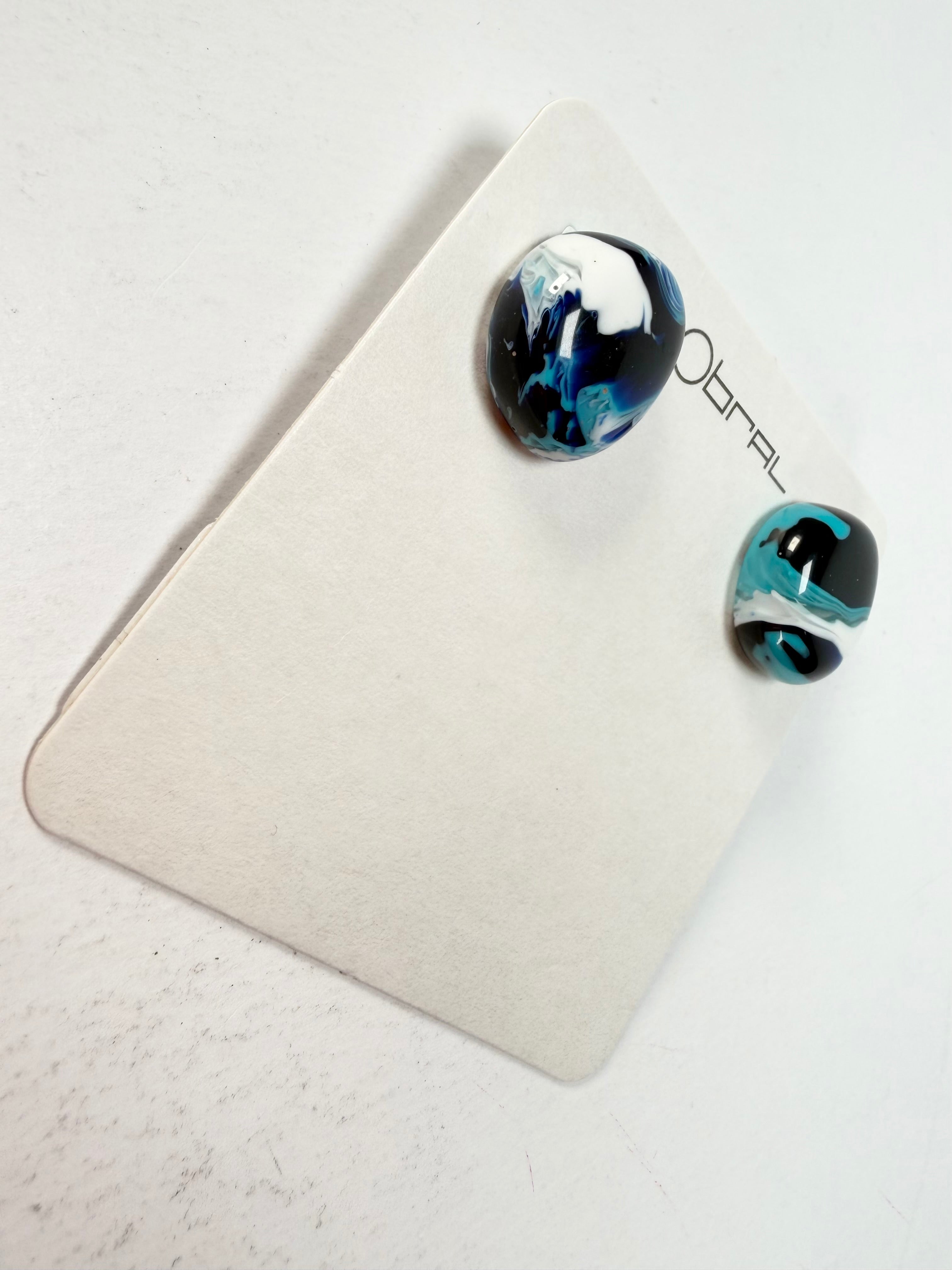 Sobral - Onda Azul "Wave" Blue Resin Earrings ( 005330 )