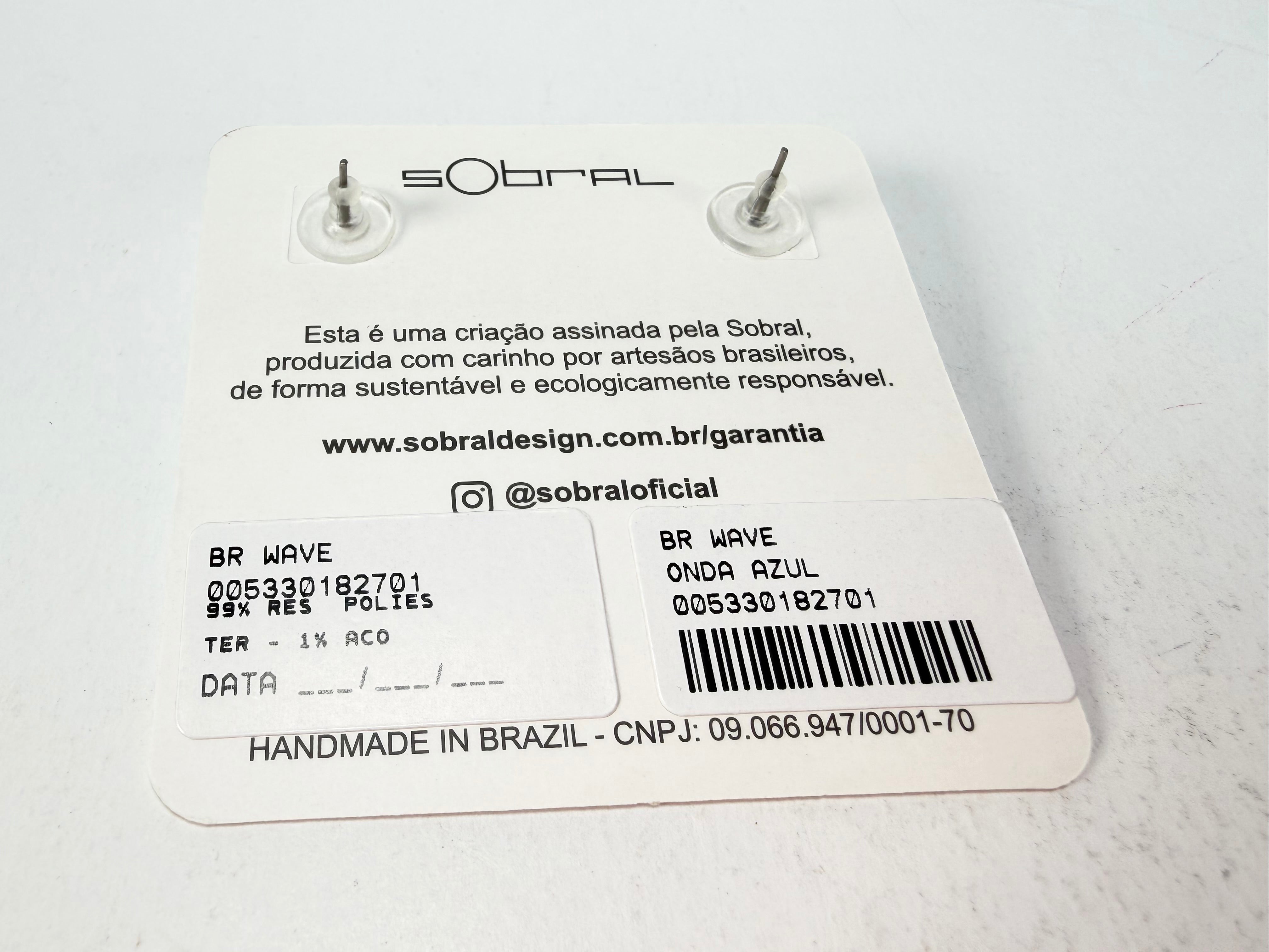 Sobral - Onda Azul "Wave" Blue Resin Earrings ( 005330 )