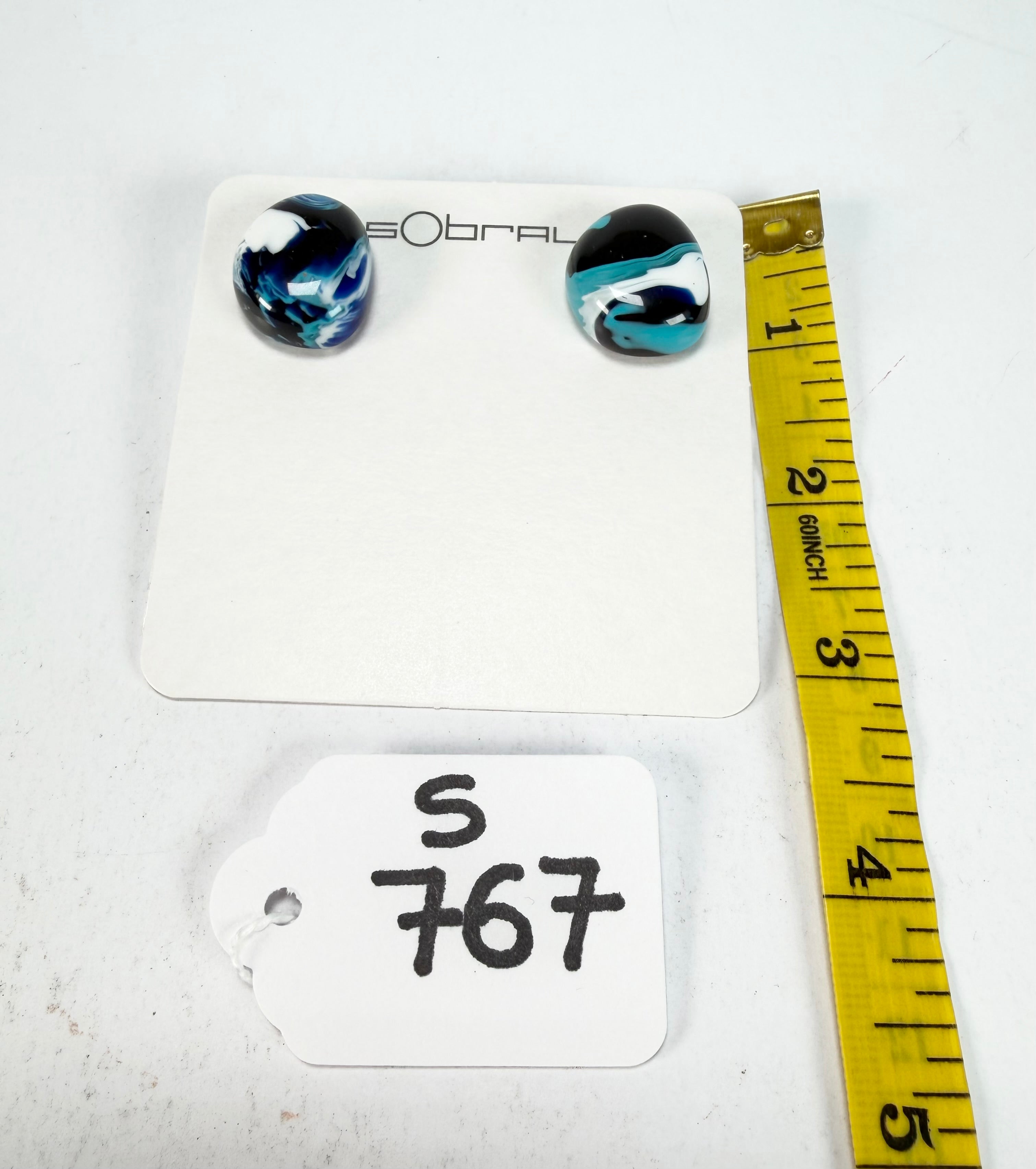 Sobral - Onda Azul "Wave" Blue Resin Earrings ( 005330 )