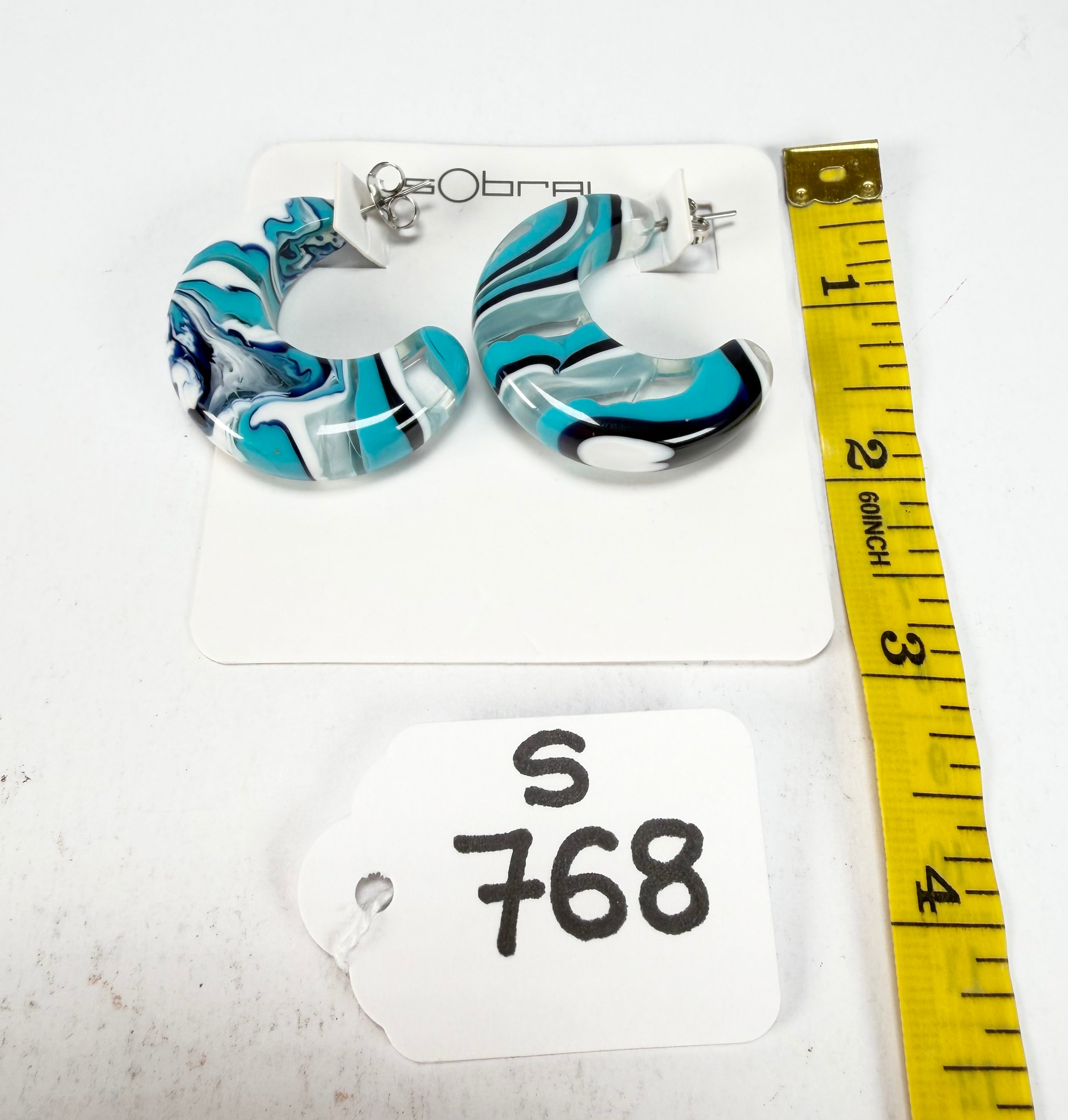 Sobral - Onda Azul "Vibracao" Blue Resin Earrings ( 005419 )