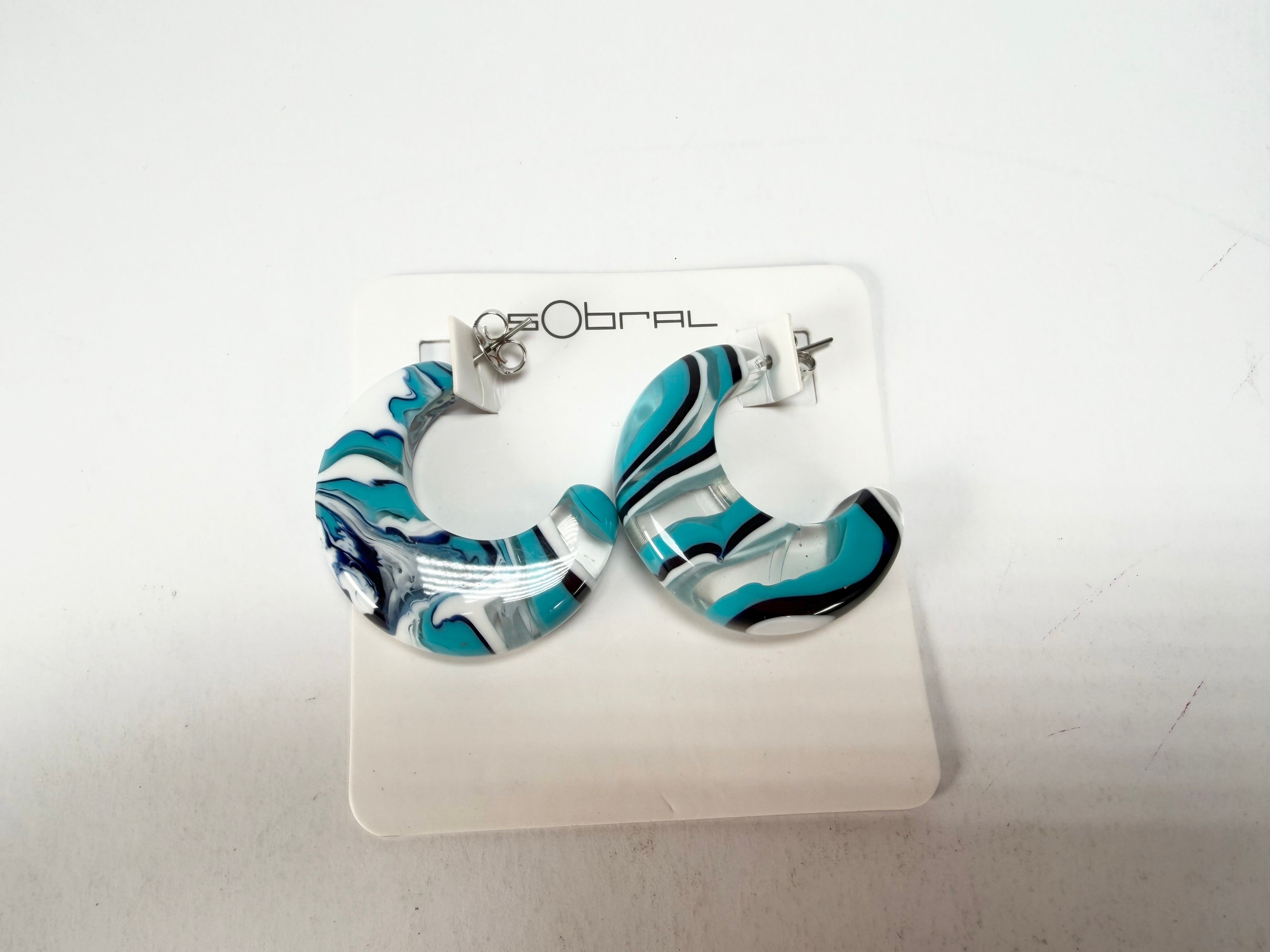 Sobral - Onda Azul "Vibracao" Blue Resin Earrings ( 005419 )