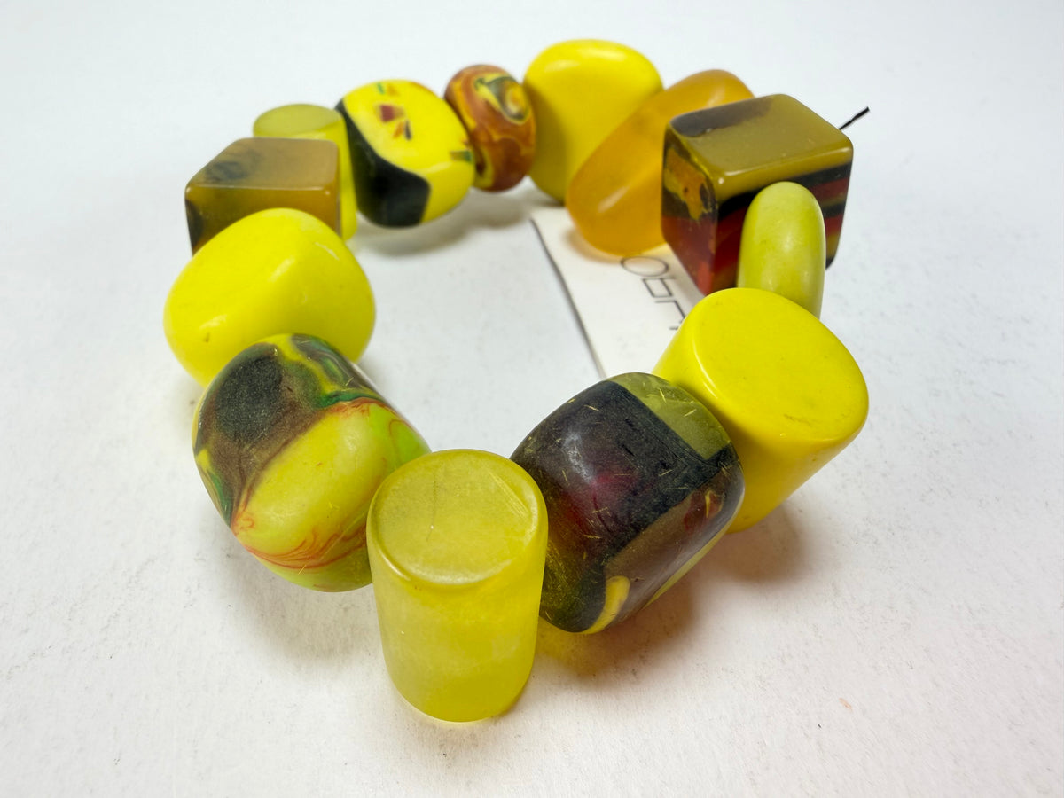 Sobral - Indiana "Citrino" Green Citrus Mix Elasticated Resin Bracelet ( 000210 )