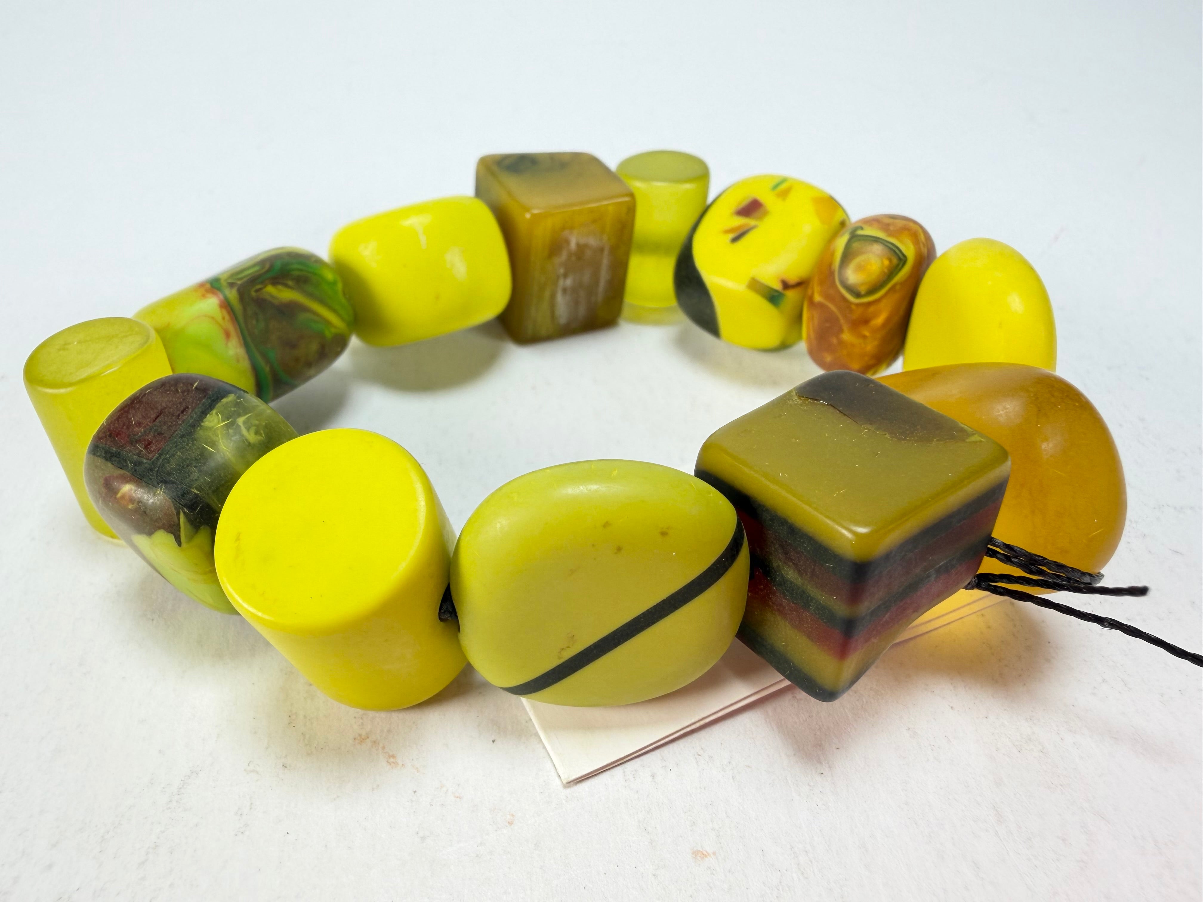 Sobral - Indiana "Citrino" Green Citrus Mix Elasticated Resin Bracelet ( 000210 )
