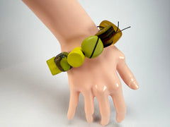 Sobral - Indiana "Citrino" Green Citrus Mix Elasticated Resin Bracelet ( 000210 )