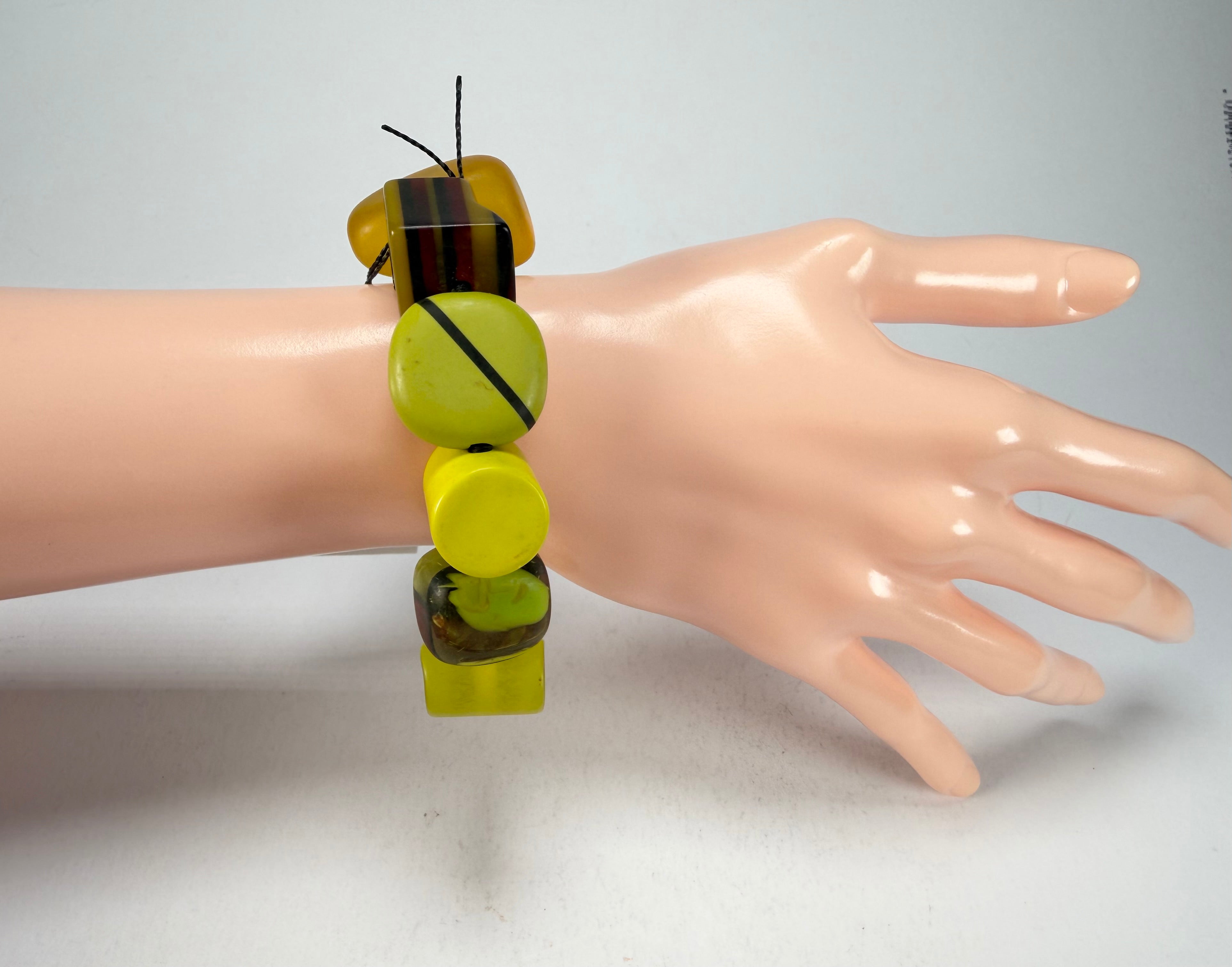 Sobral - Indiana "Citrino" Green Citrus Mix Elasticated Resin Bracelet ( 000210 )