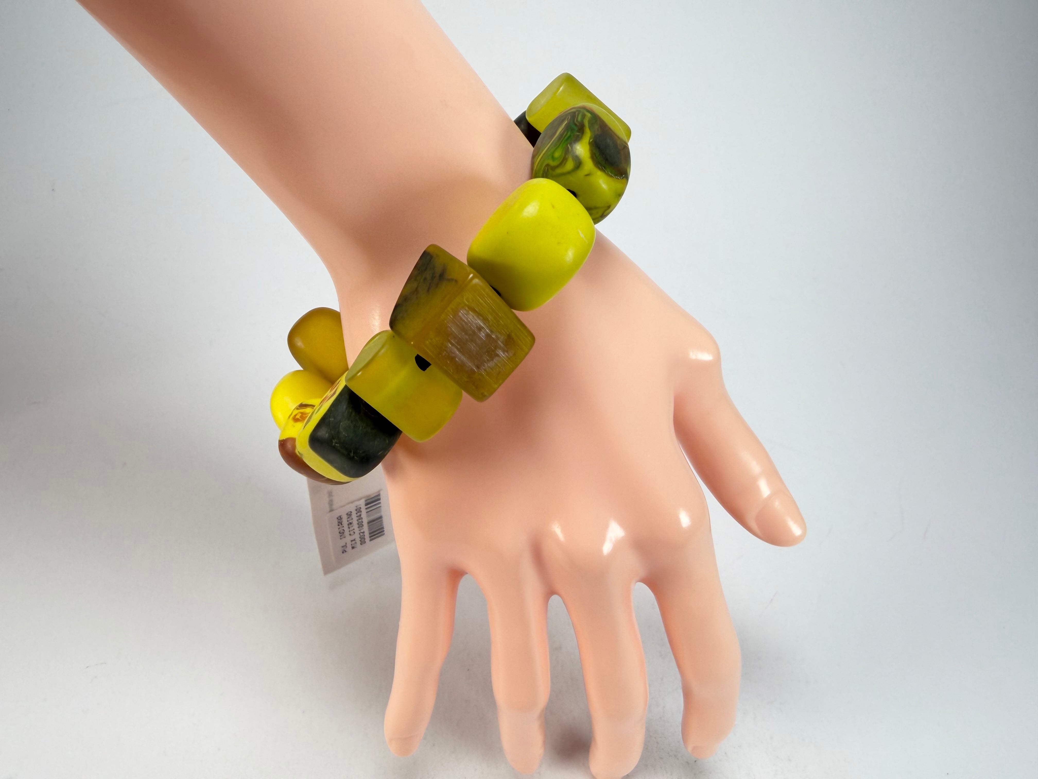 Sobral - Indiana "Citrino" Green Citrus Mix Elasticated Resin Bracelet ( 000210 )