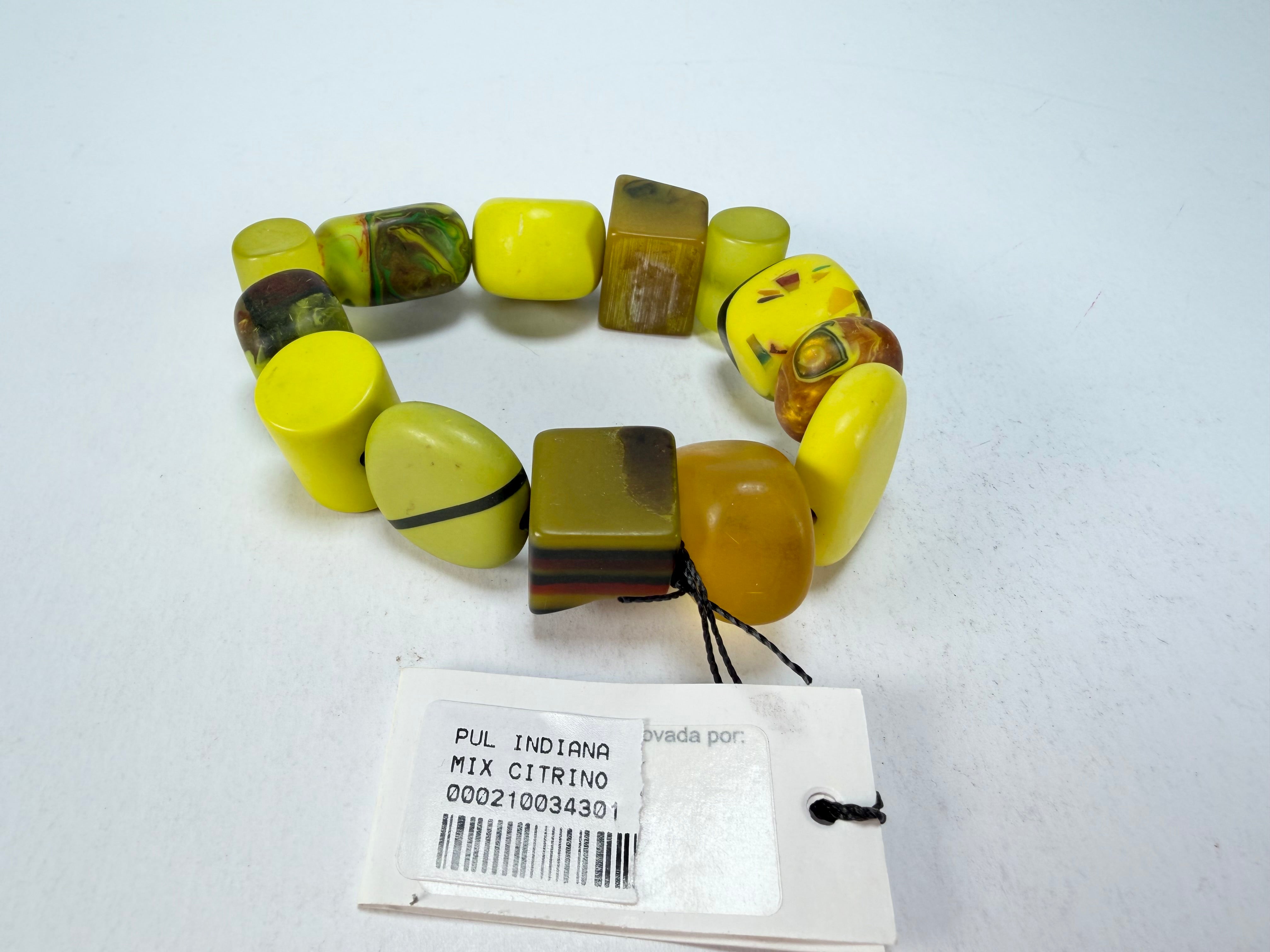 Sobral - Indiana "Citrino" Green Citrus Mix Elasticated Resin Bracelet ( 000210 )