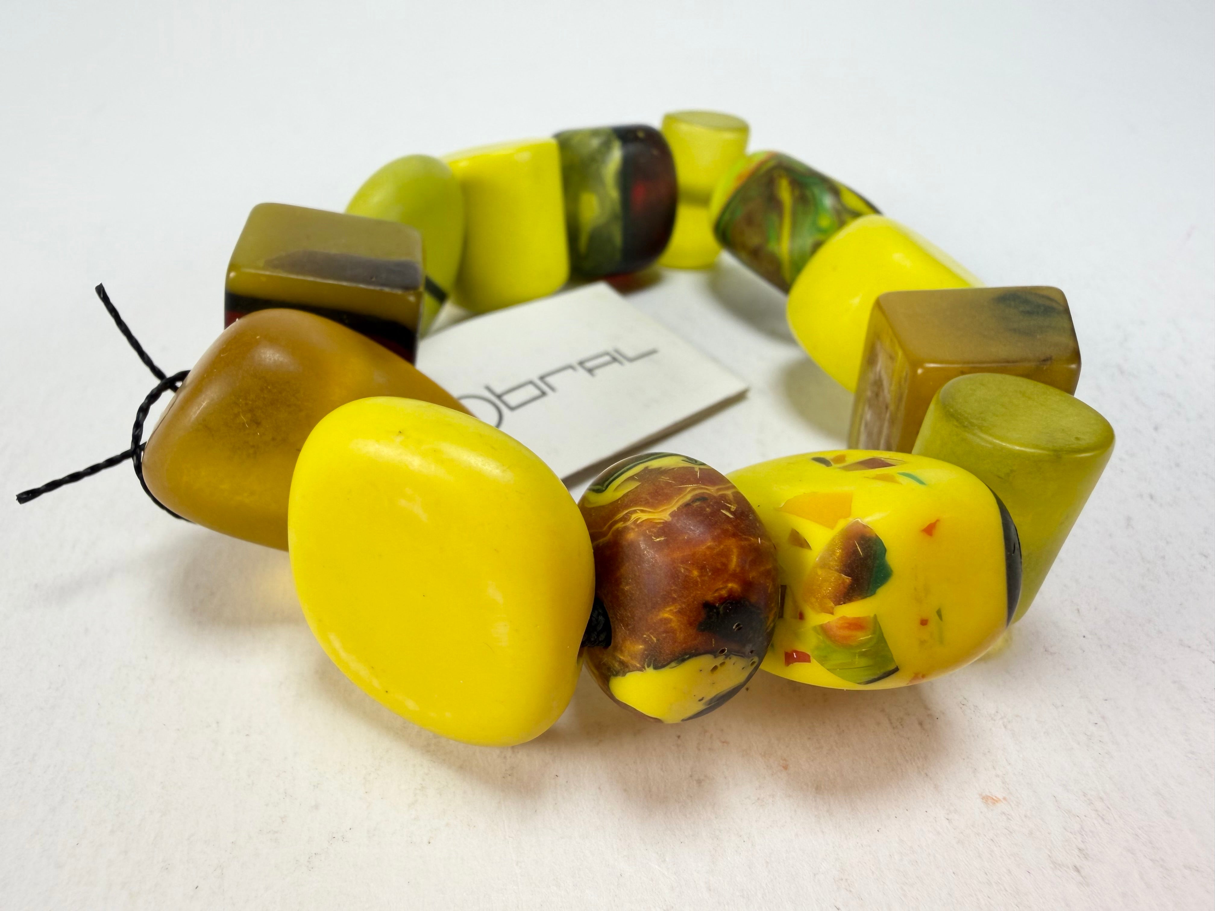 Sobral - Indiana "Citrino" Green Citrus Mix Elasticated Resin Bracelet ( 000210 )