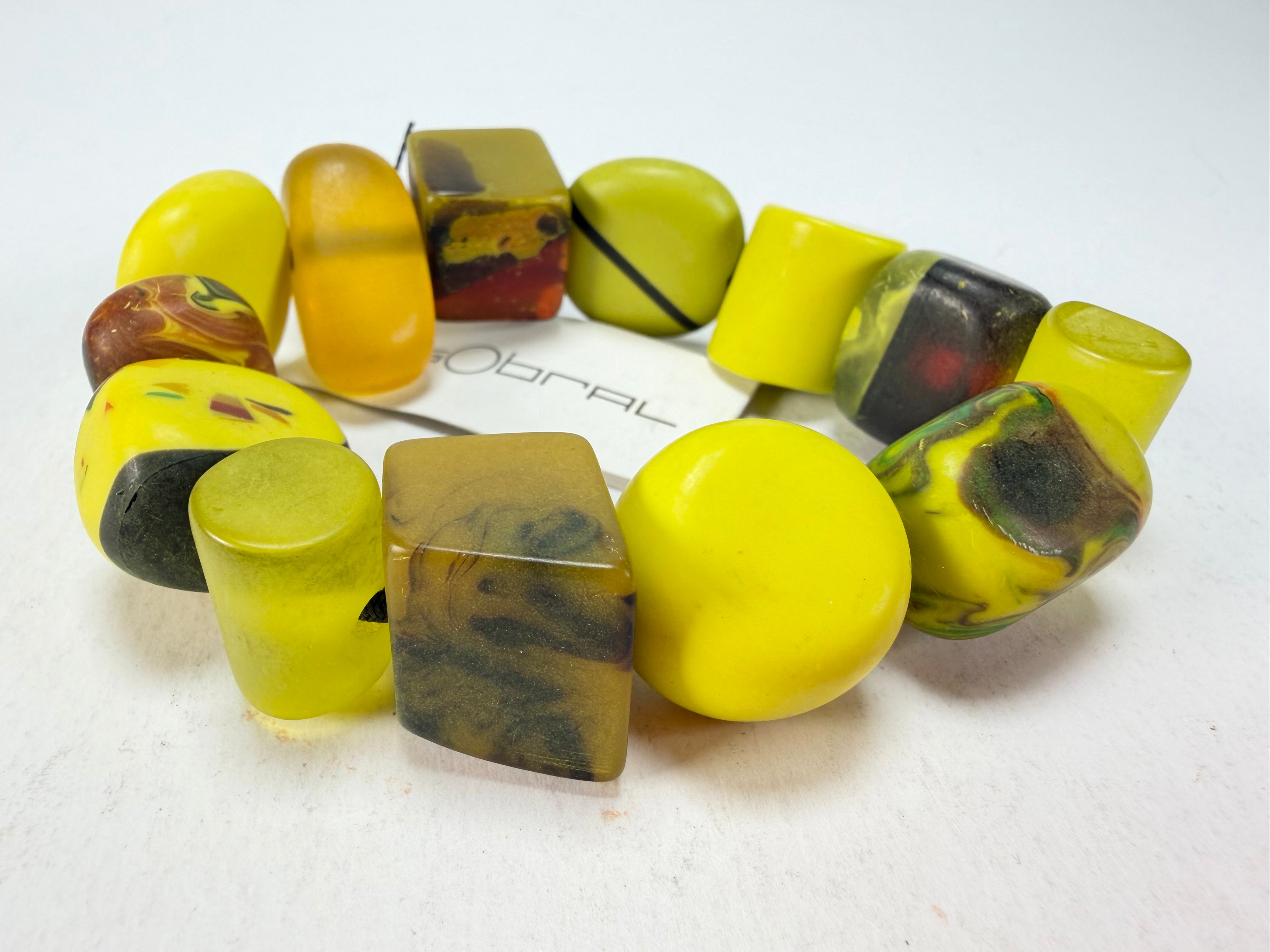 Sobral - Indiana "Citrino" Green Citrus Mix Elasticated Resin Bracelet ( 000210 )
