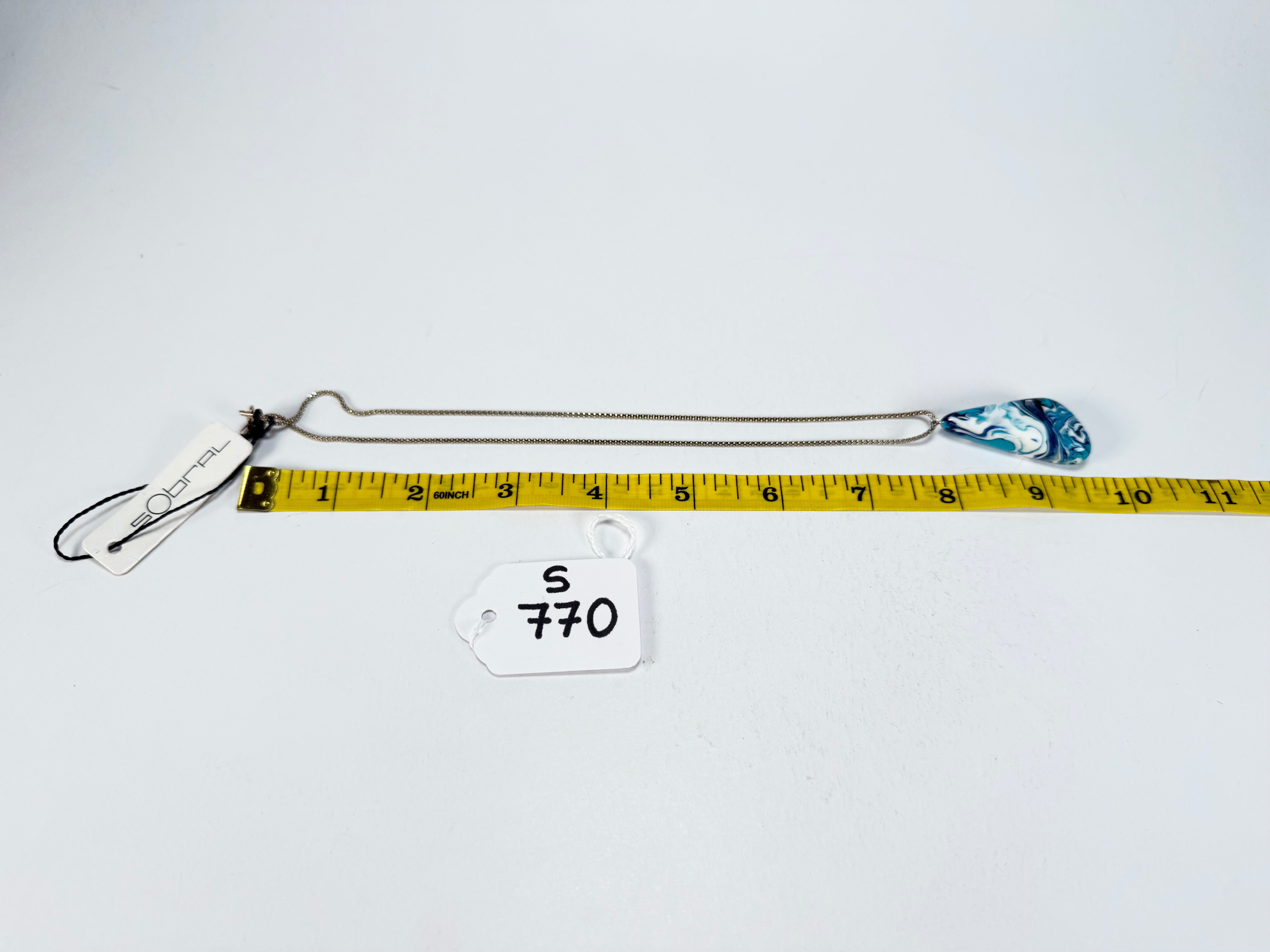 Sobral - Onda Azul "Vague" Resin AG Sliver Necklace ( 005328 )