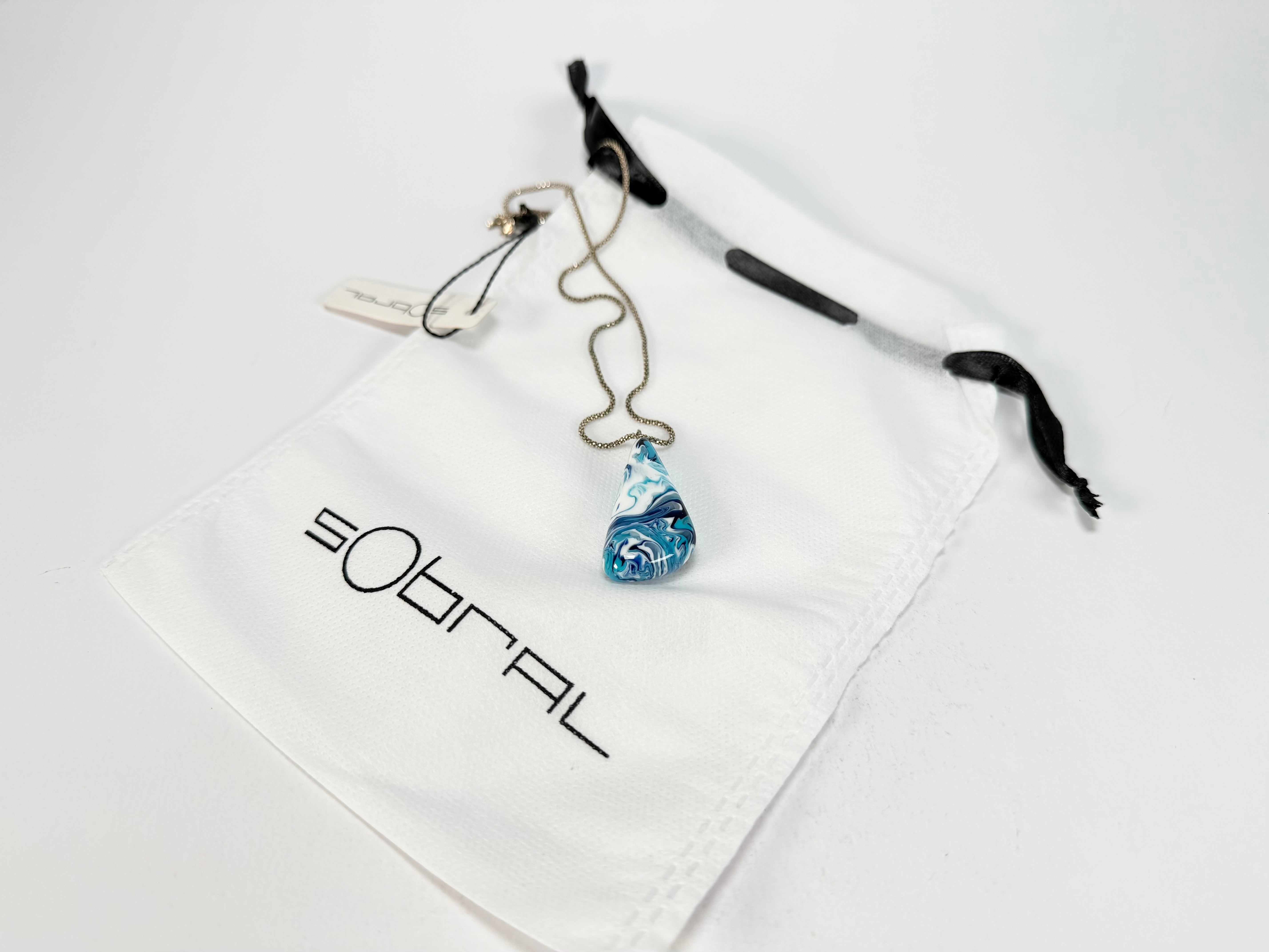 Sobral - Onda Azul "Vague" Resin AG Sliver Necklace ( 005328 )