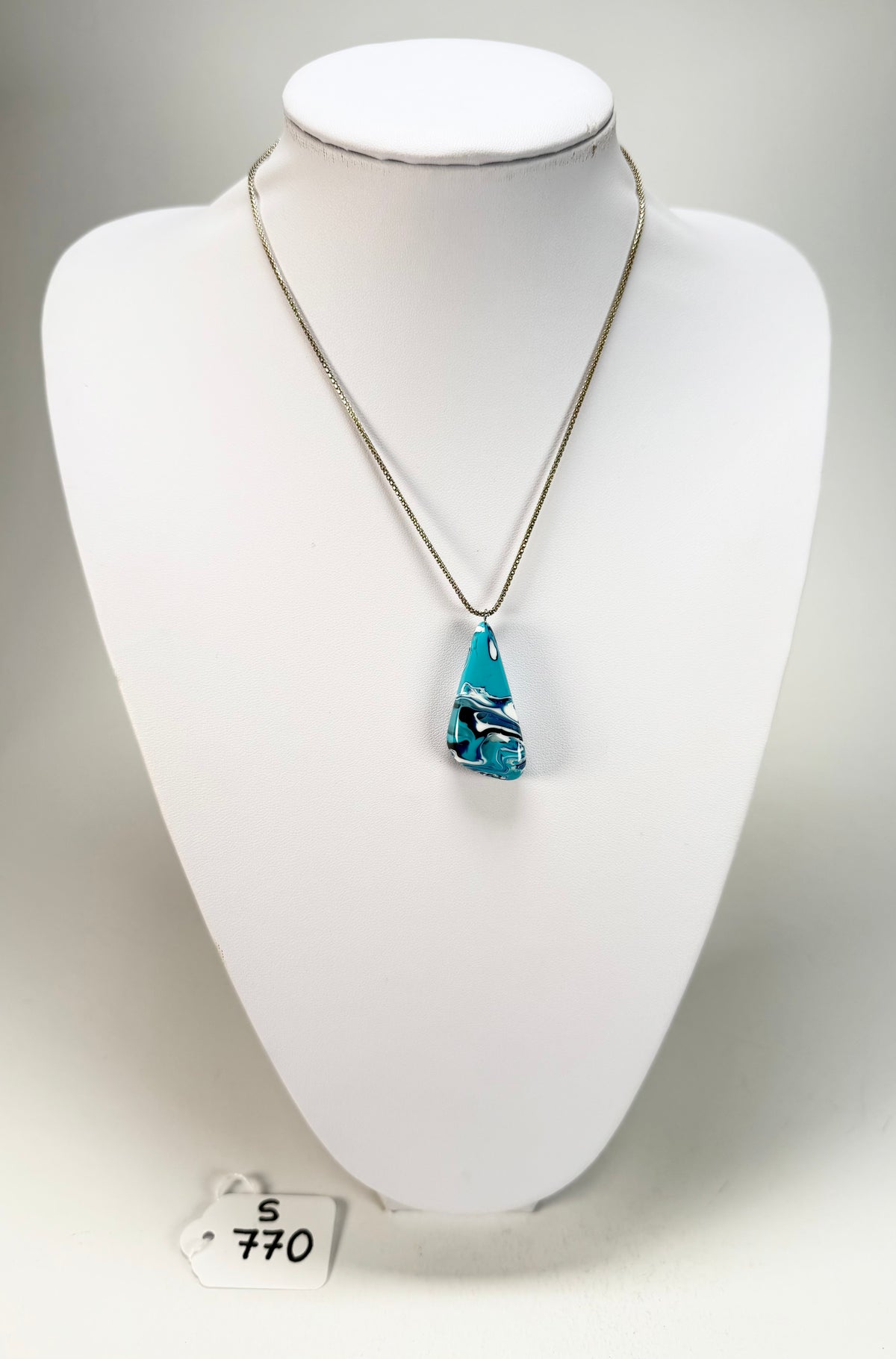 Sobral - Onda Azul "Vague" Resin AG Sliver Necklace ( 005328 )