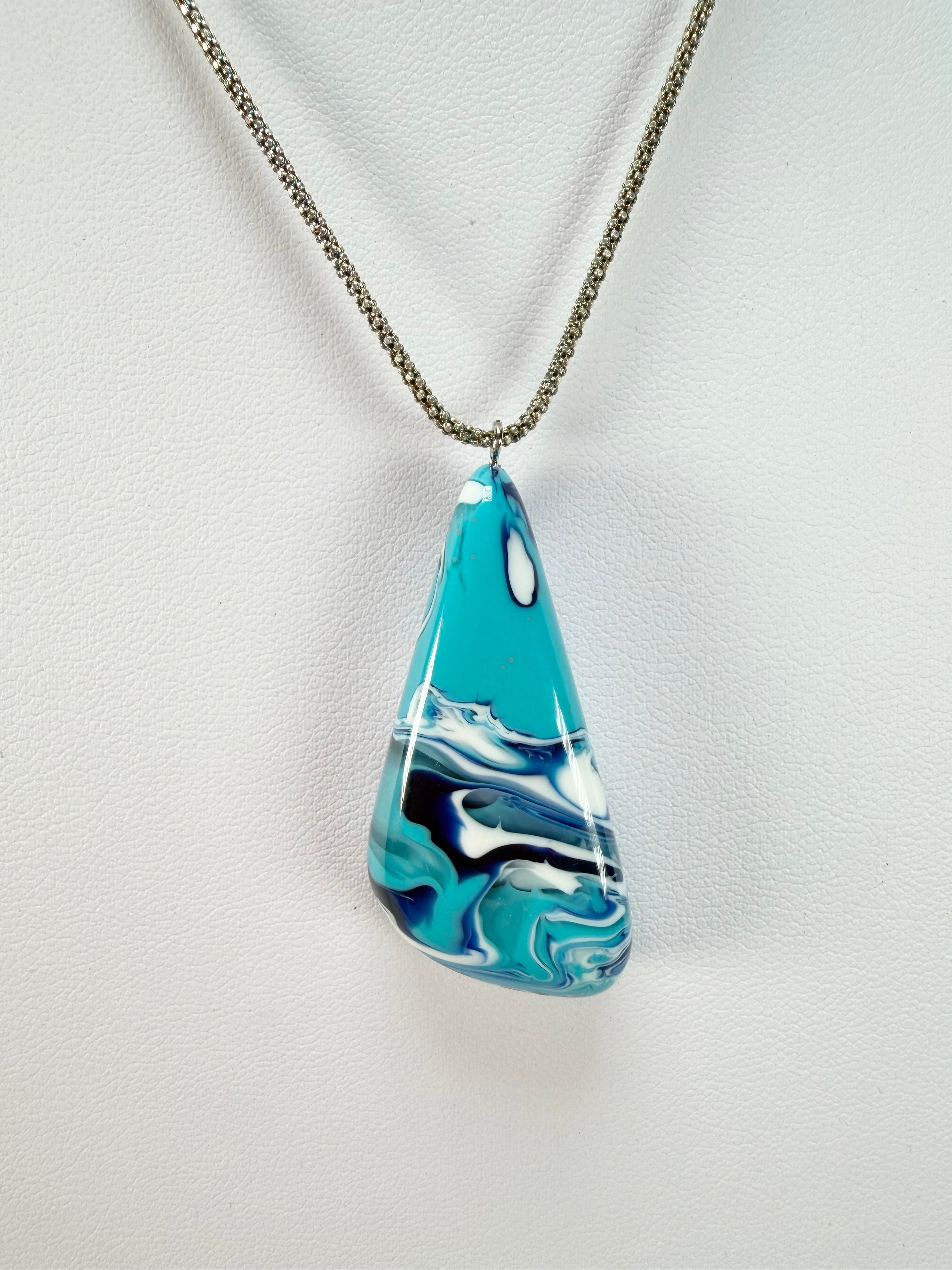 Sobral - Onda Azul "Vague" Resin AG Sliver Necklace ( 005328 )