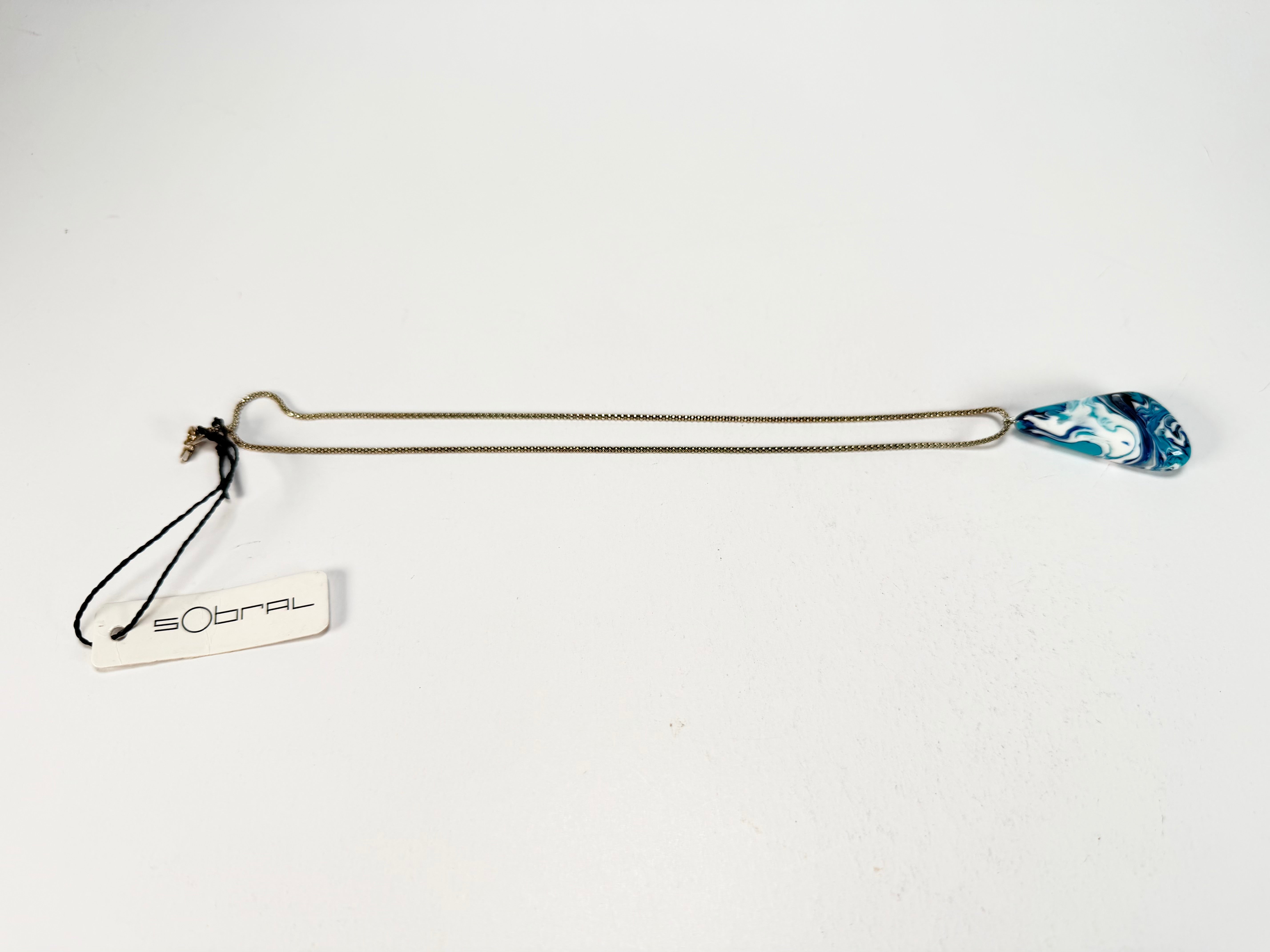 Sobral - Onda Azul "Vague" Resin AG Sliver Necklace ( 005328 )