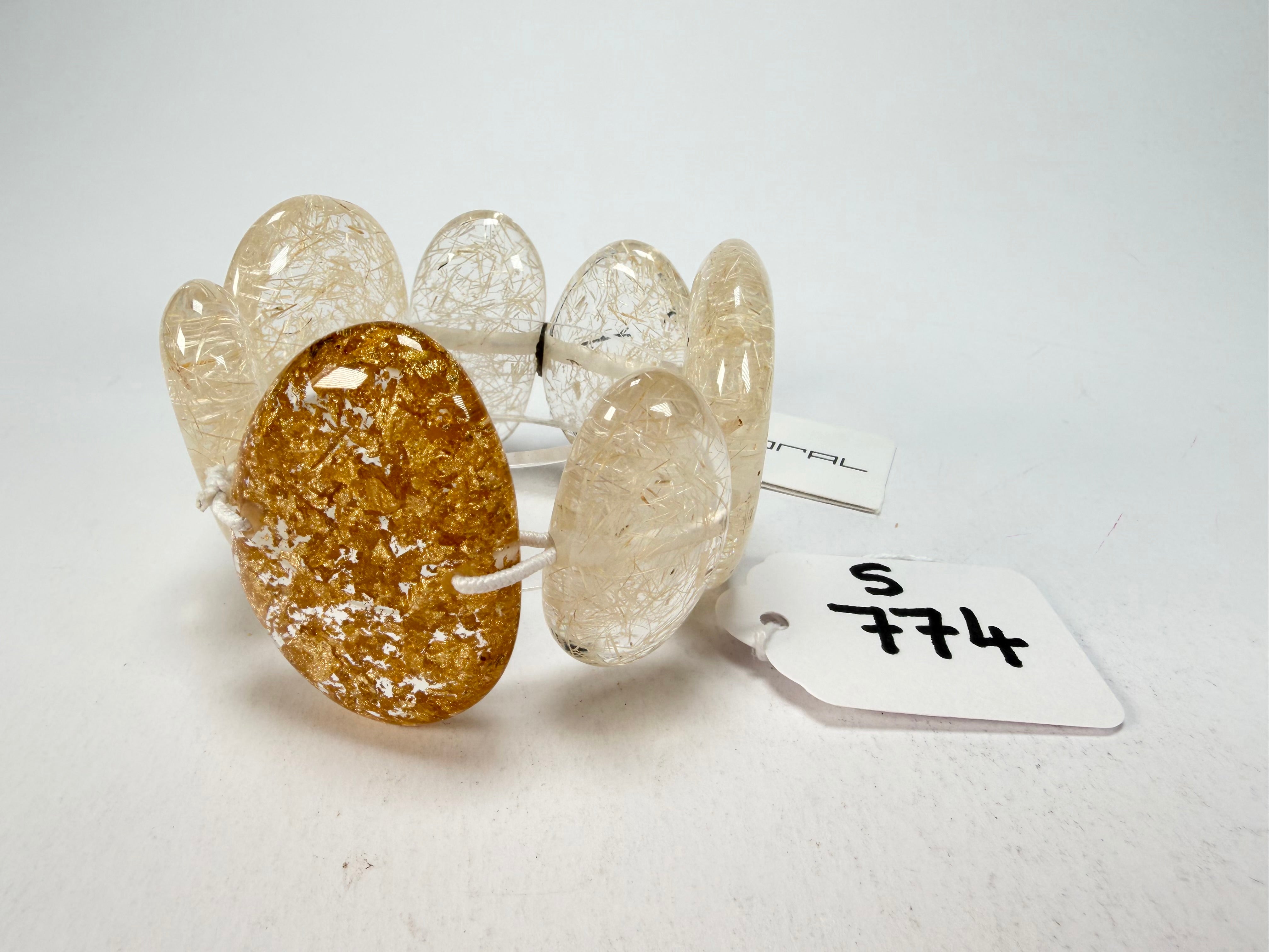 Sobral - Sisal x Metalique "Inspiração" Elasticated Resin Bracelet ( 003595 )