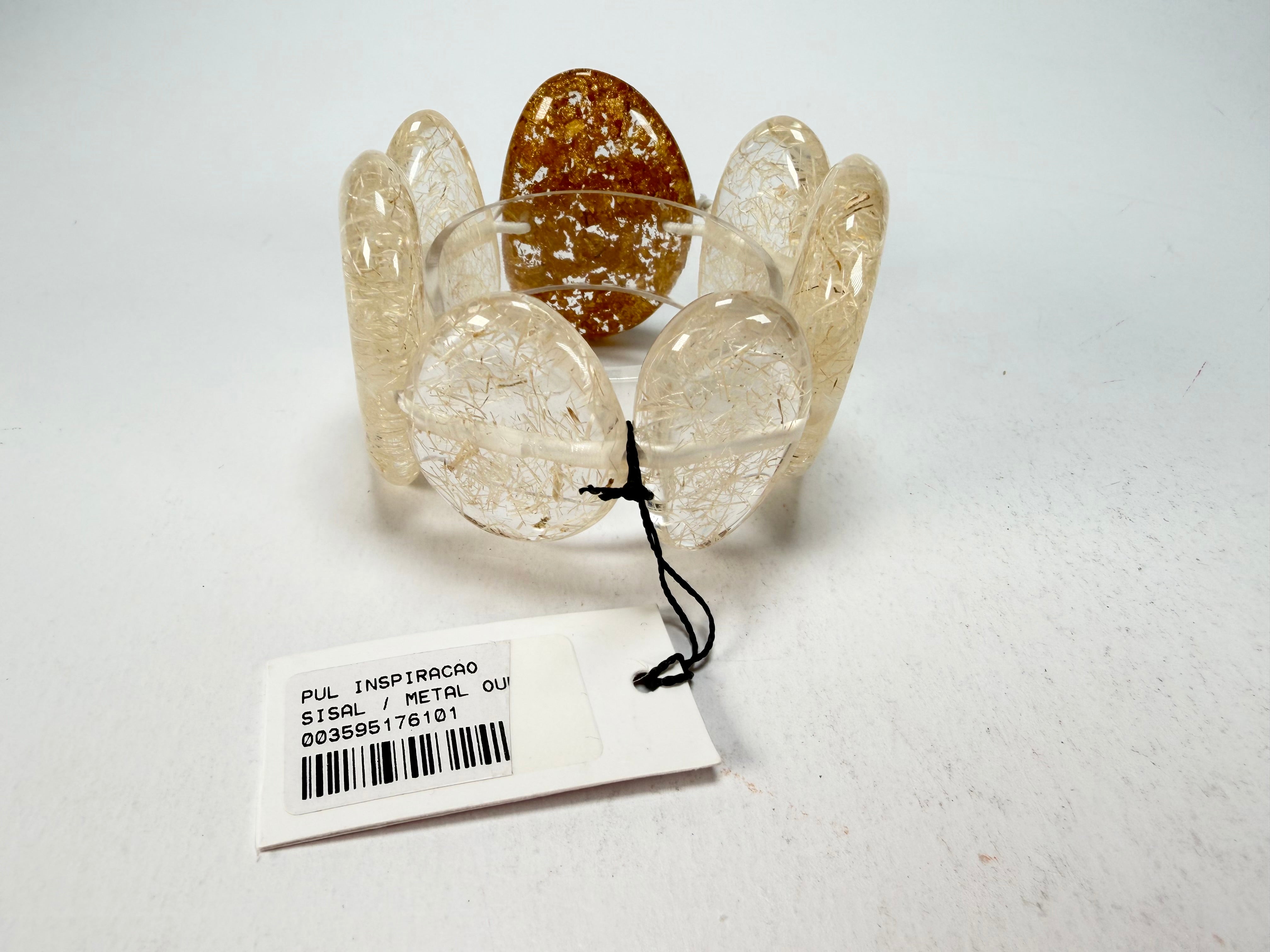 Sobral - Sisal x Metalique "Inspiração" Elasticated Resin Bracelet ( 003595 )