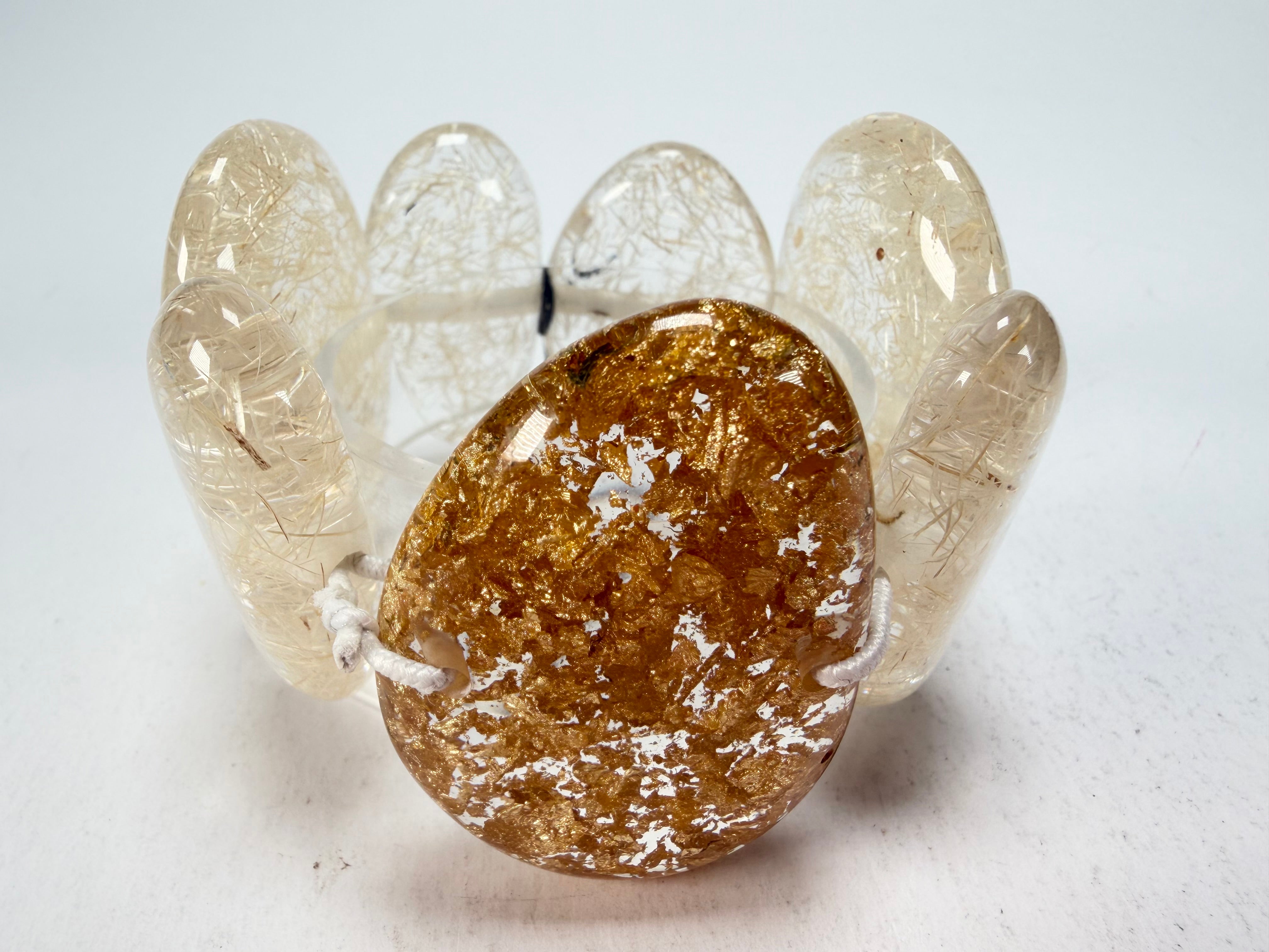 Sobral - Sisal x Metalique "Inspiração" Elasticated Resin Bracelet ( 003595 )
