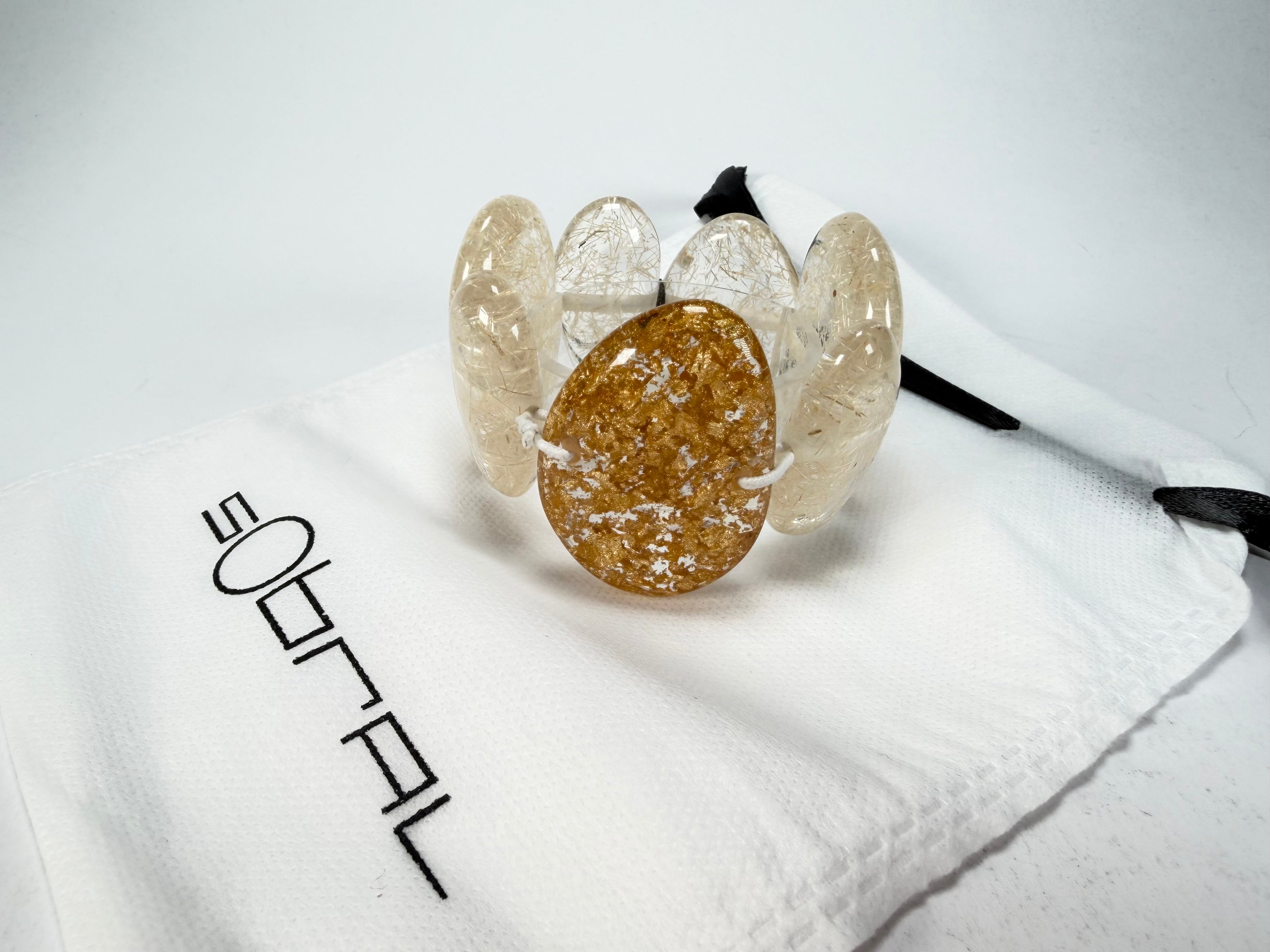 Sobral - Sisal x Metalique "Inspiração" Elasticated Resin Bracelet ( 003595 )