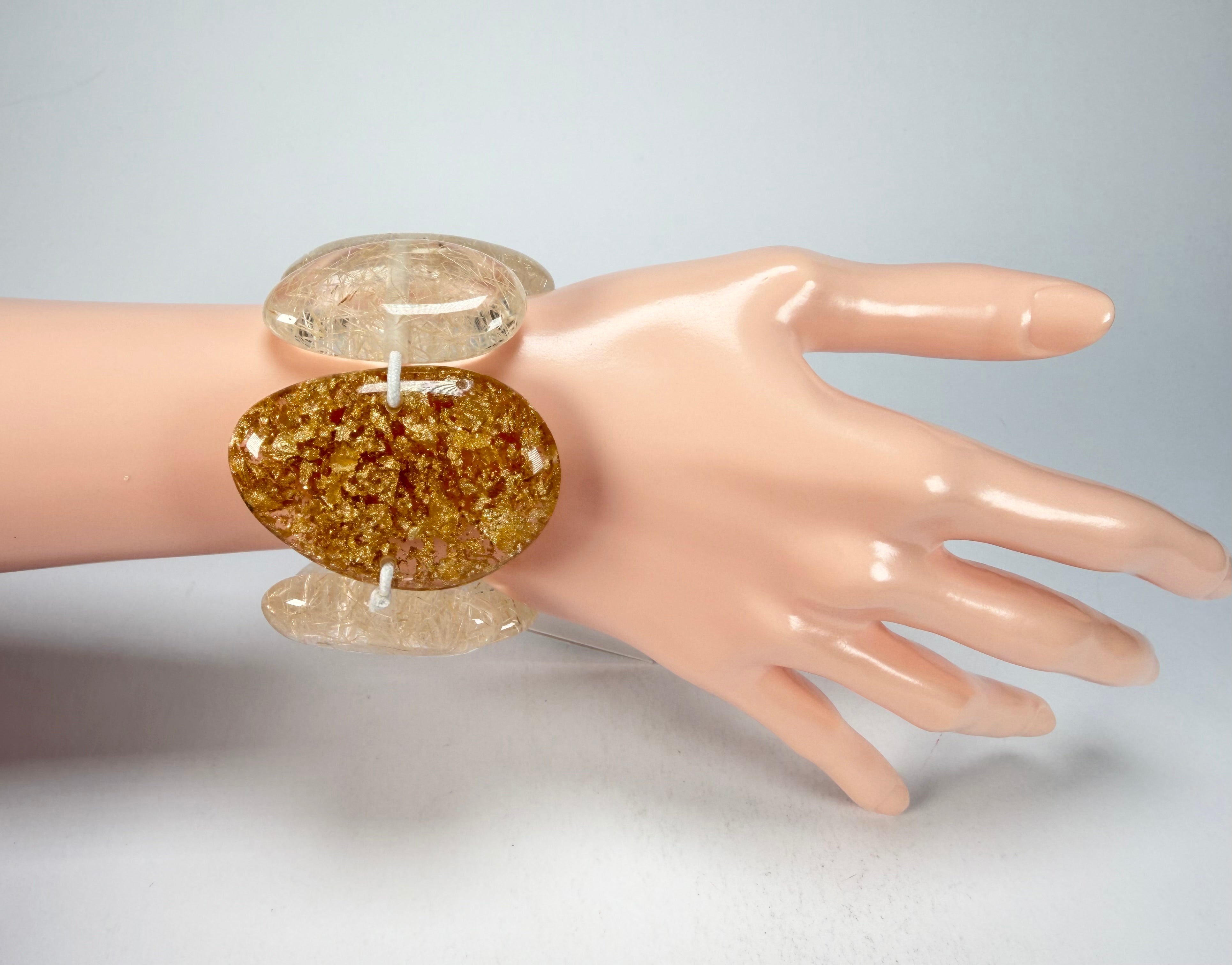 Sobral - Sisal x Metalique "Inspiração" Elasticated Resin Bracelet ( 003595 )