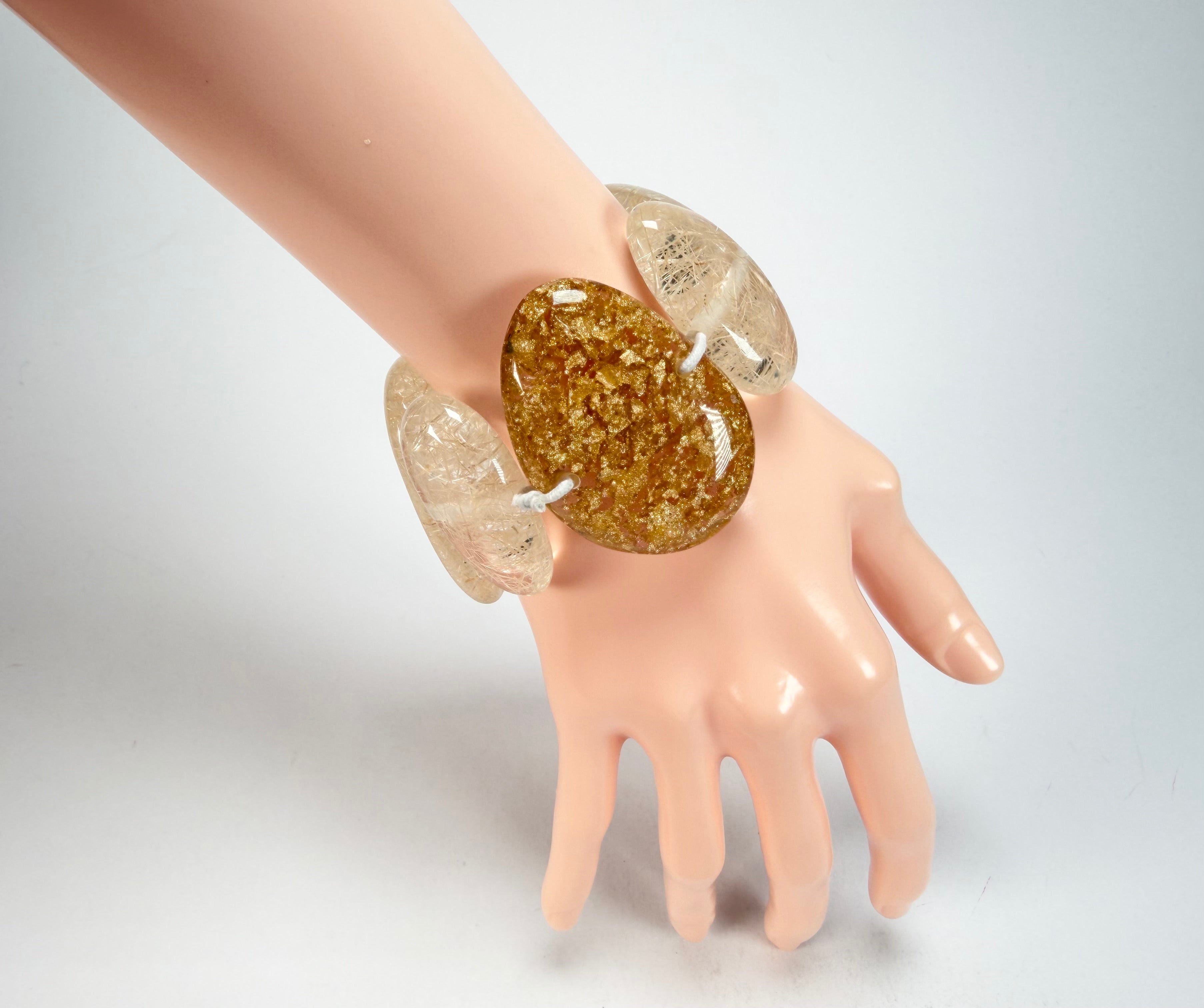 Sobral - Sisal x Metalique "Inspiração" Elasticated Resin Bracelet ( 003595 )