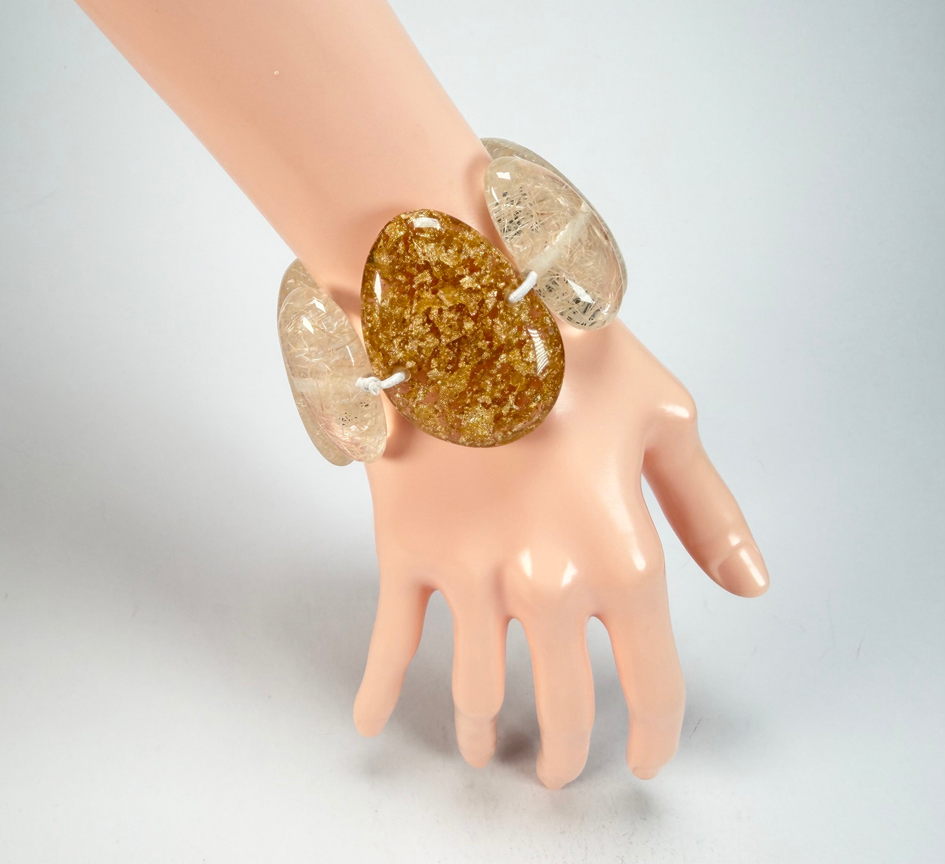 Sobral - Sisal x Metalique "Inspiração" Elasticated Resin Bracelet ( 003595 )