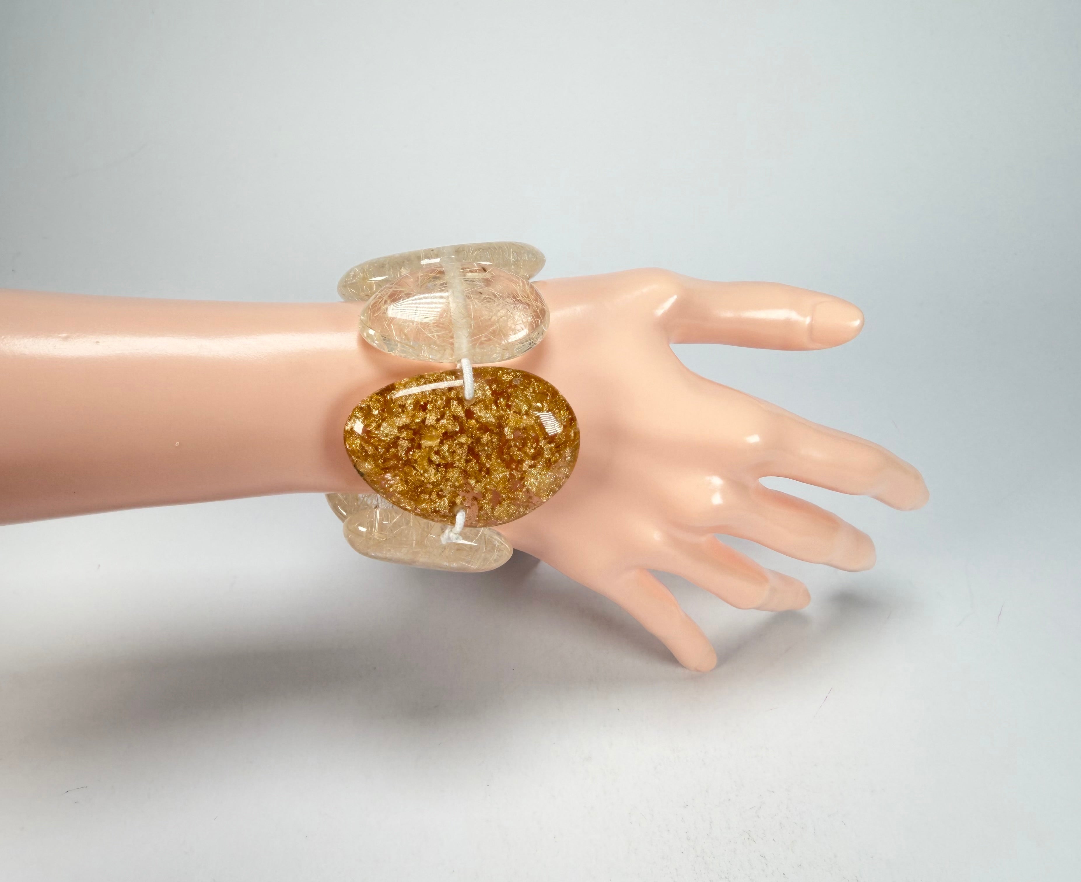 Sobral - Sisal x Metalique "Inspiração" Elasticated Resin Bracelet ( 003595 )