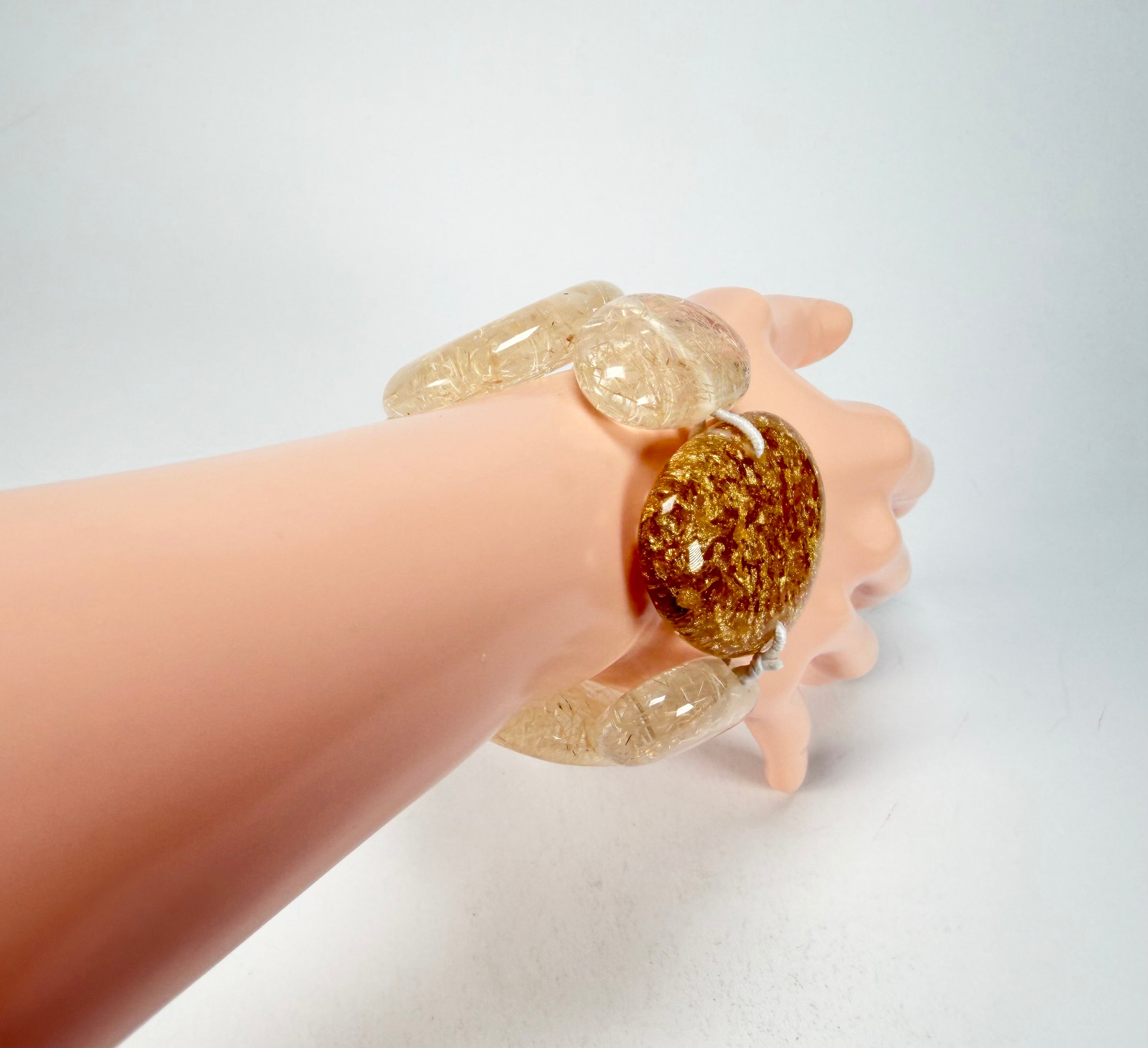 Sobral - Sisal x Metalique "Inspiração" Elasticated Resin Bracelet ( 003595 )