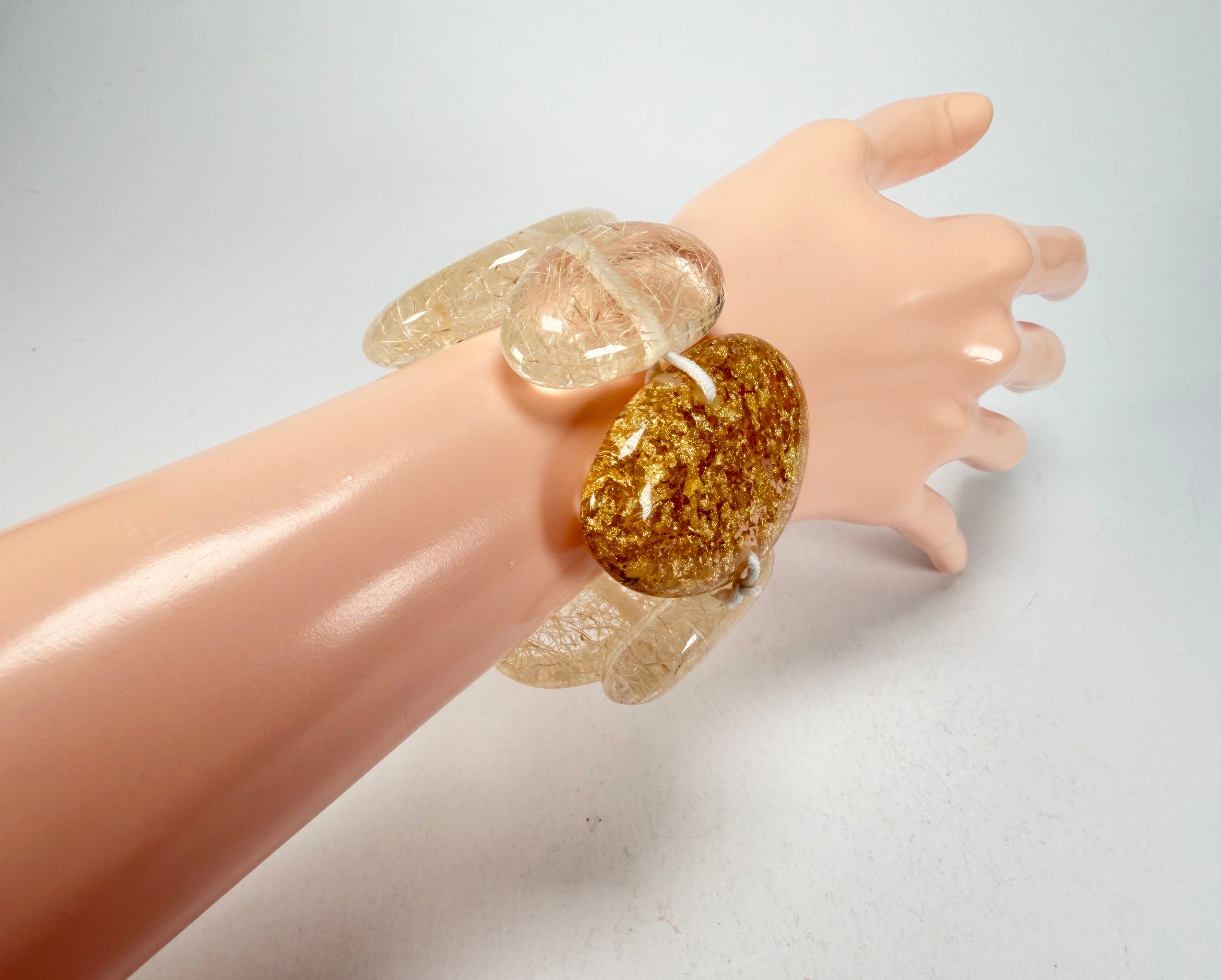 Sobral - Sisal x Metalique "Inspiração" Elasticated Resin Bracelet ( 003595 )