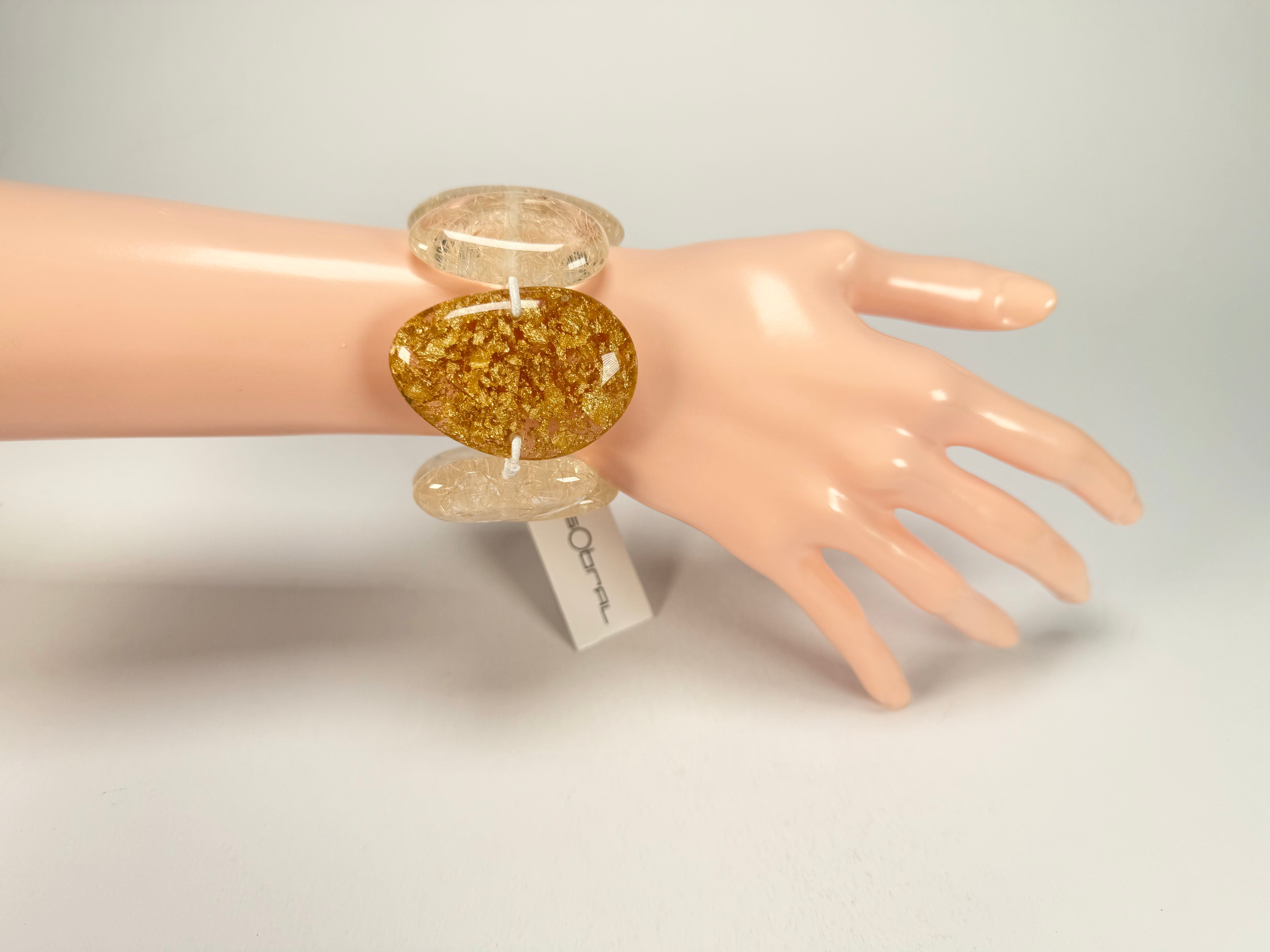 Sobral - Sisal x Metalique "Inspiração" Elasticated Resin Bracelet ( 003595 )