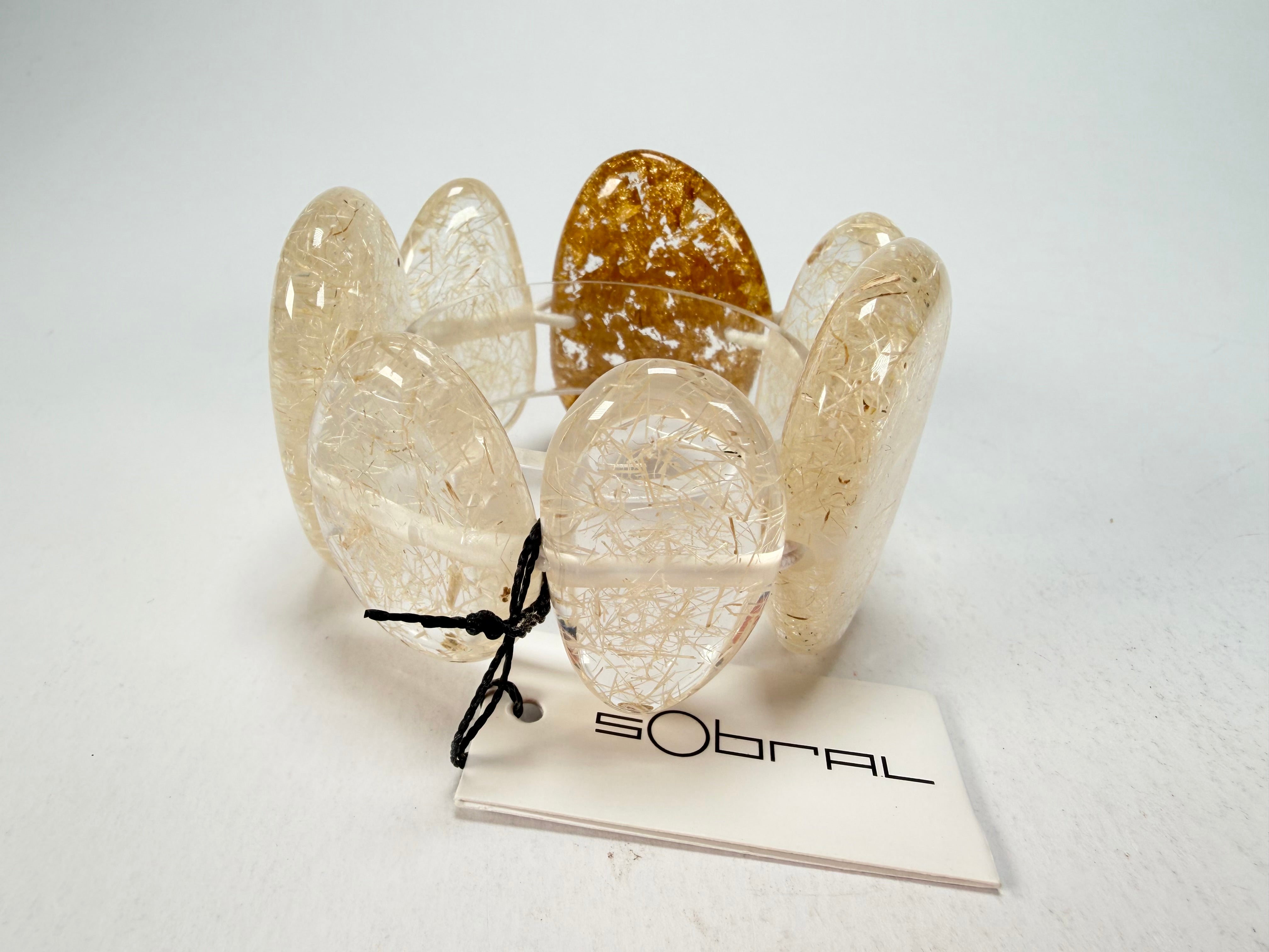 Sobral - Sisal x Metalique "Inspiração" Elasticated Resin Bracelet ( 003595 )