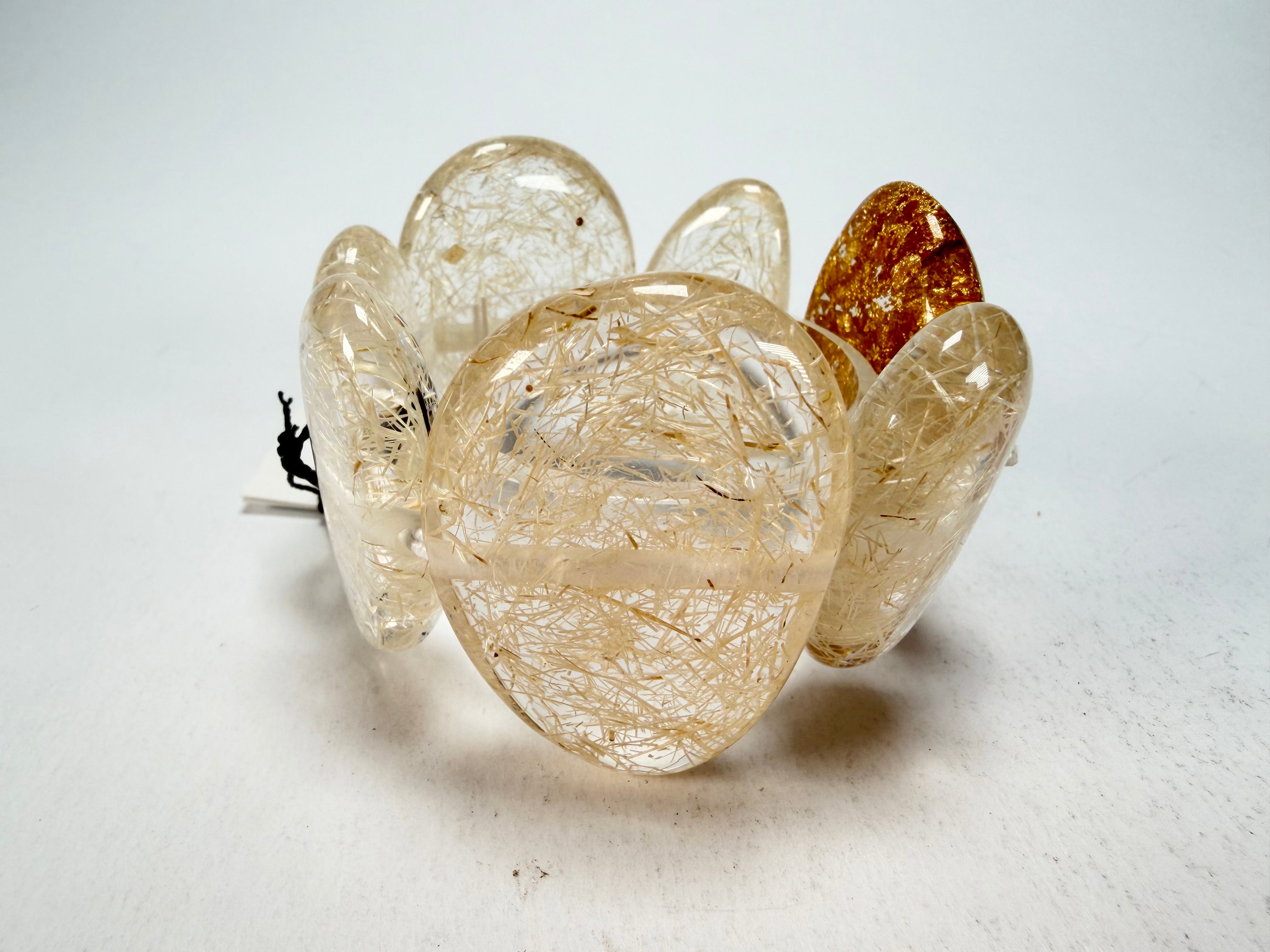 Sobral - Sisal x Metalique "Inspiração" Elasticated Resin Bracelet ( 003595 )