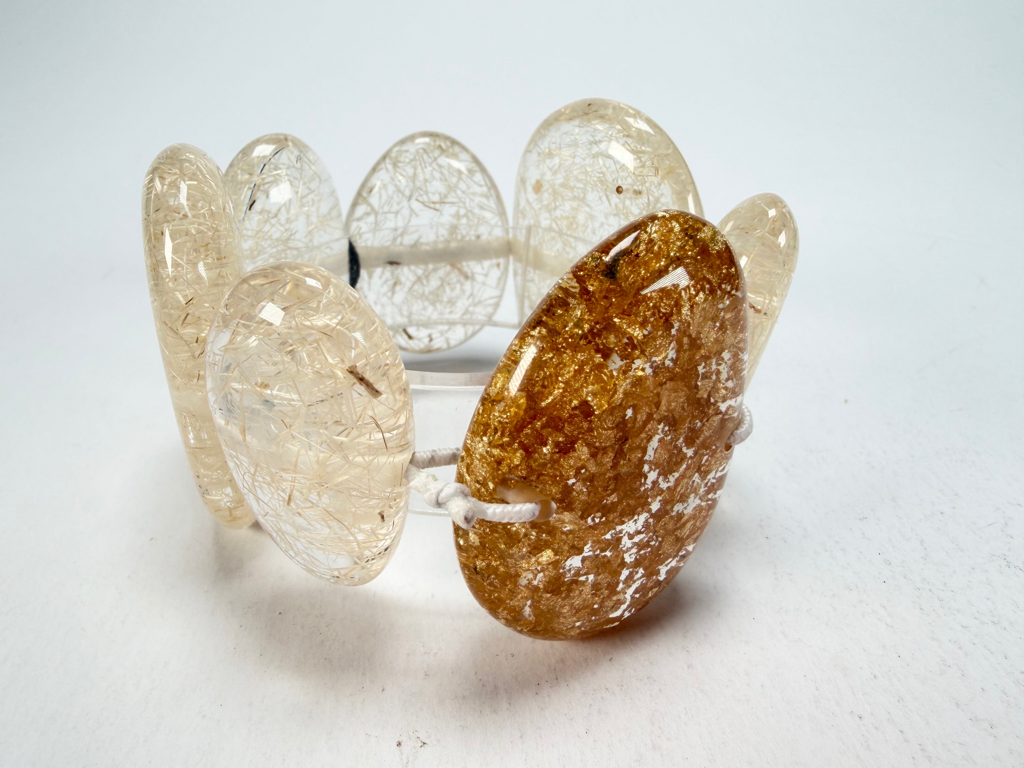 Sobral - Sisal x Metalique "Inspiração" Elasticated Resin Bracelet ( 003595 )