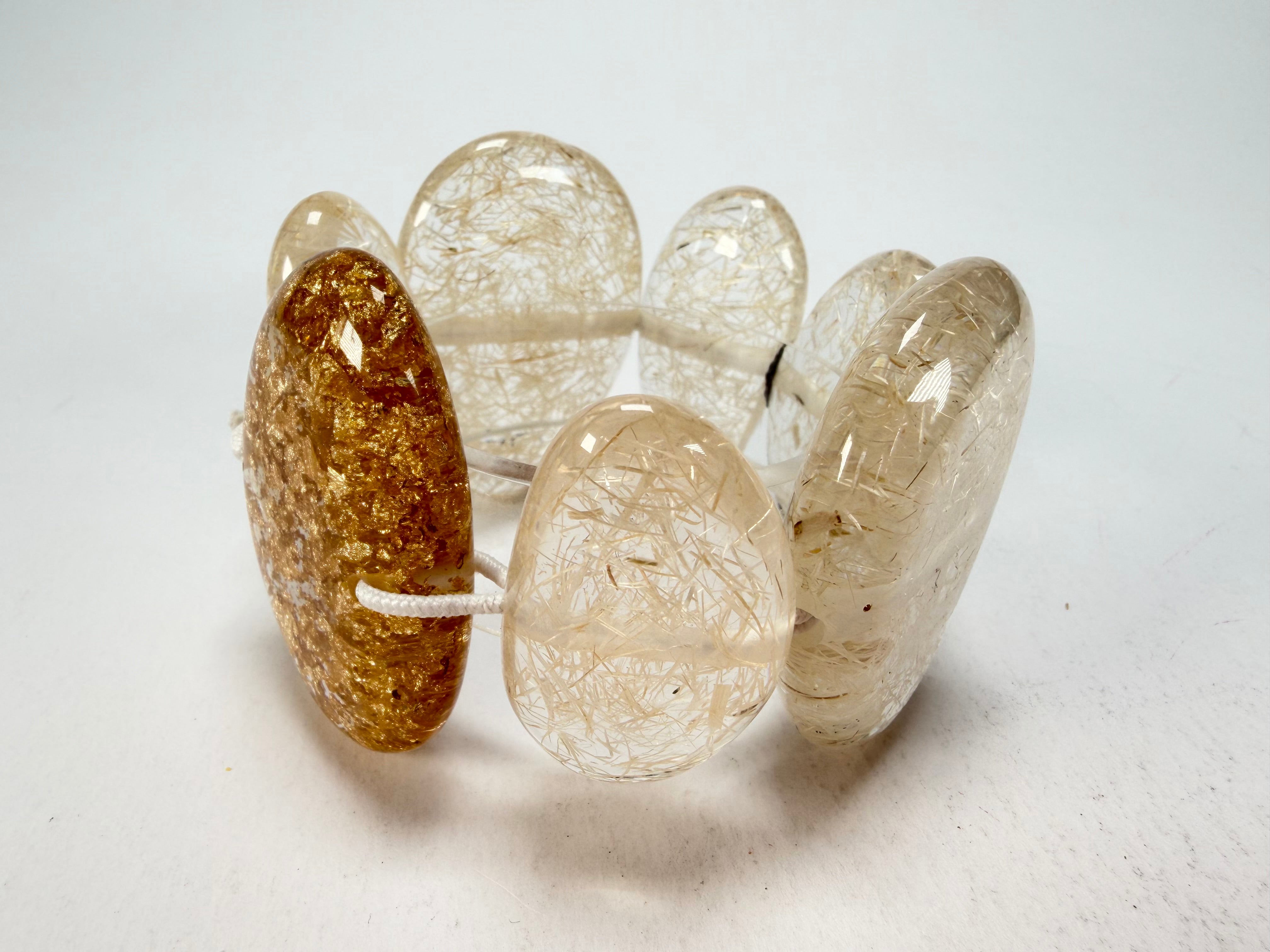 Sobral - Sisal x Metalique "Inspiração" Elasticated Resin Bracelet ( 003595 )