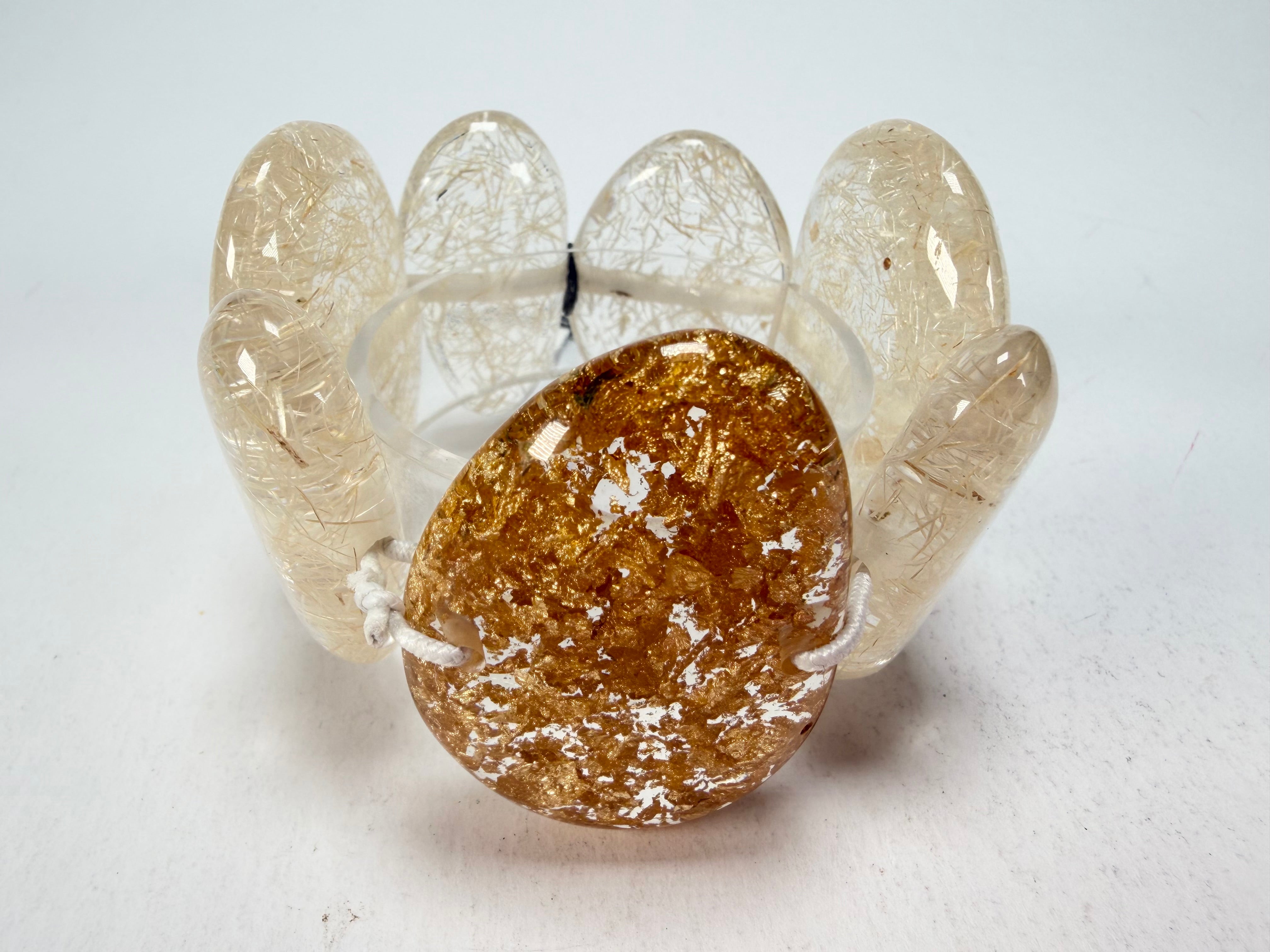 Sobral - Sisal x Metalique "Inspiração" Elasticated Resin Bracelet ( 003595 )