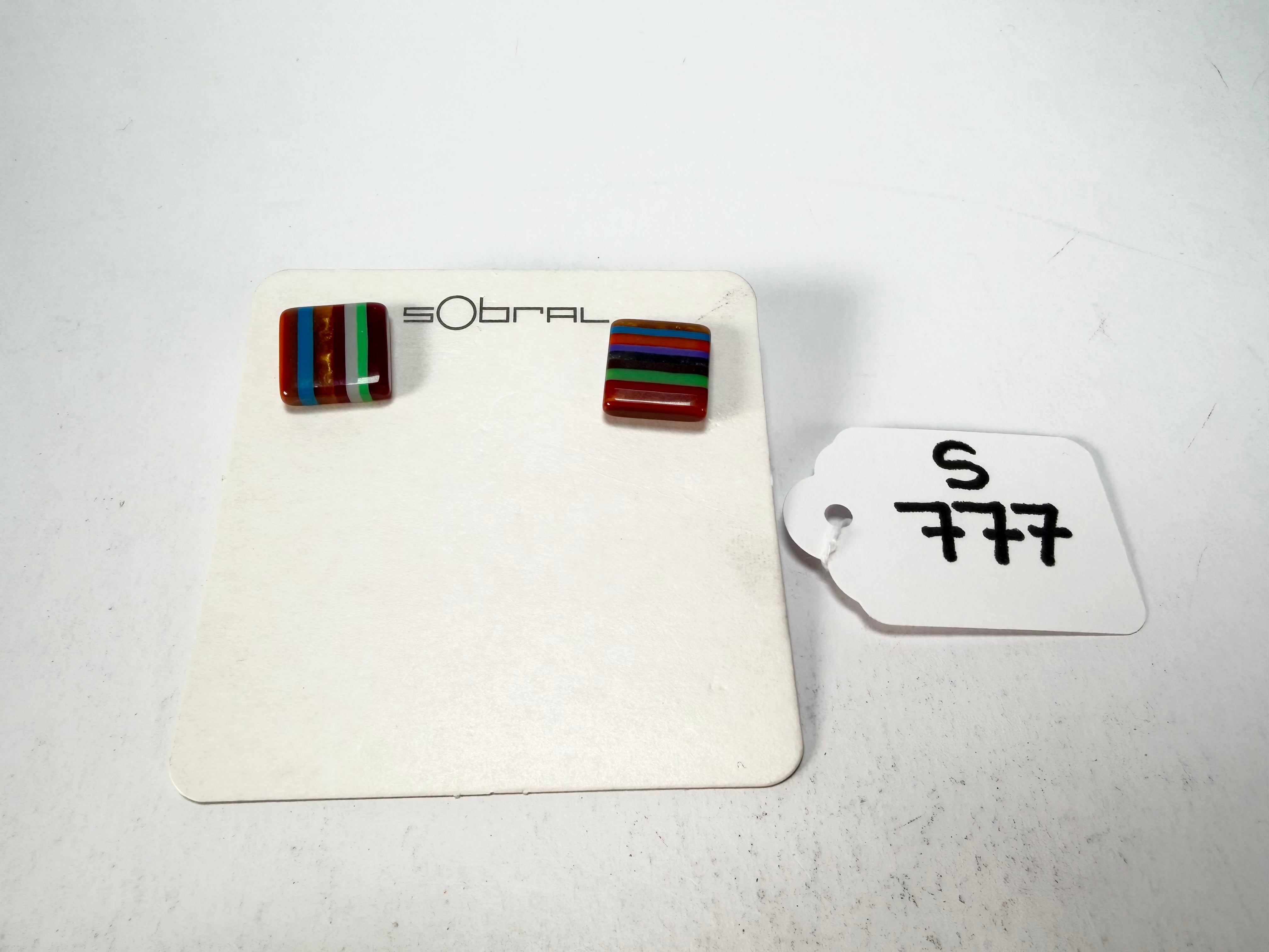 Sobral - Pop Art "Quadradinho" Resin Earrings ( 000074 )