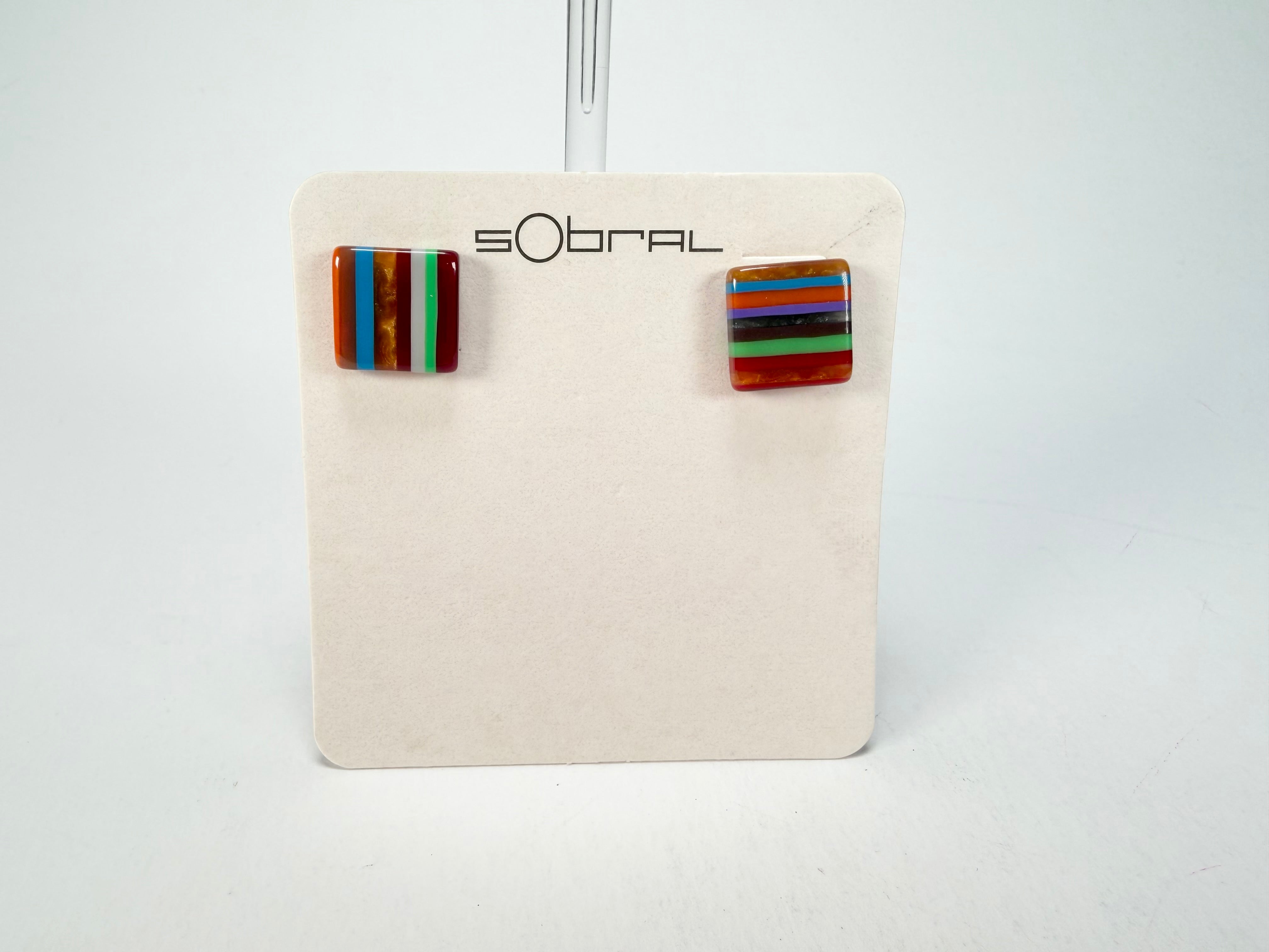 Sobral - Pop Art "Quadradinho" Resin Earrings ( 000074 )