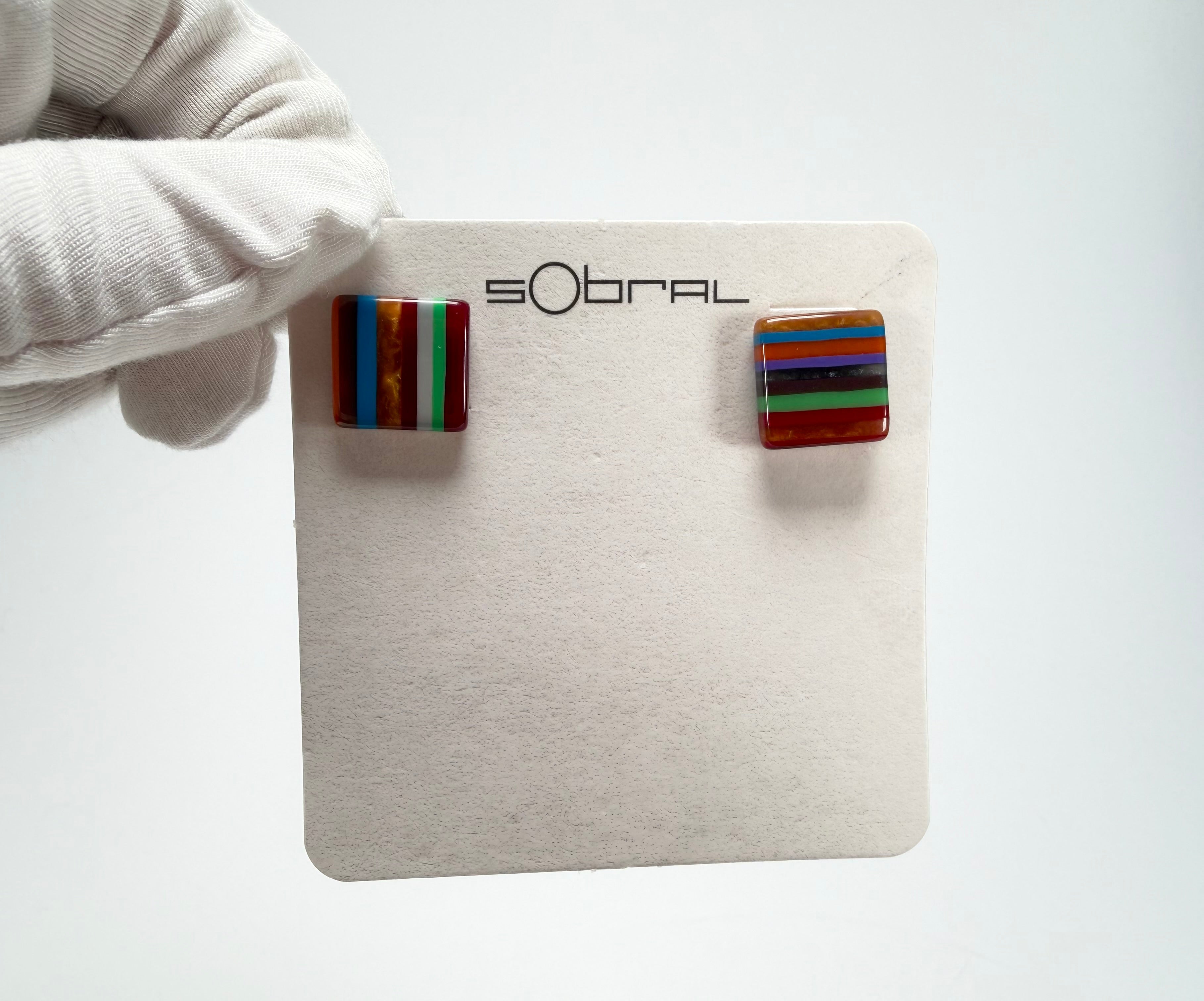 Sobral - Pop Art "Quadradinho" Resin Earrings ( 000074 )