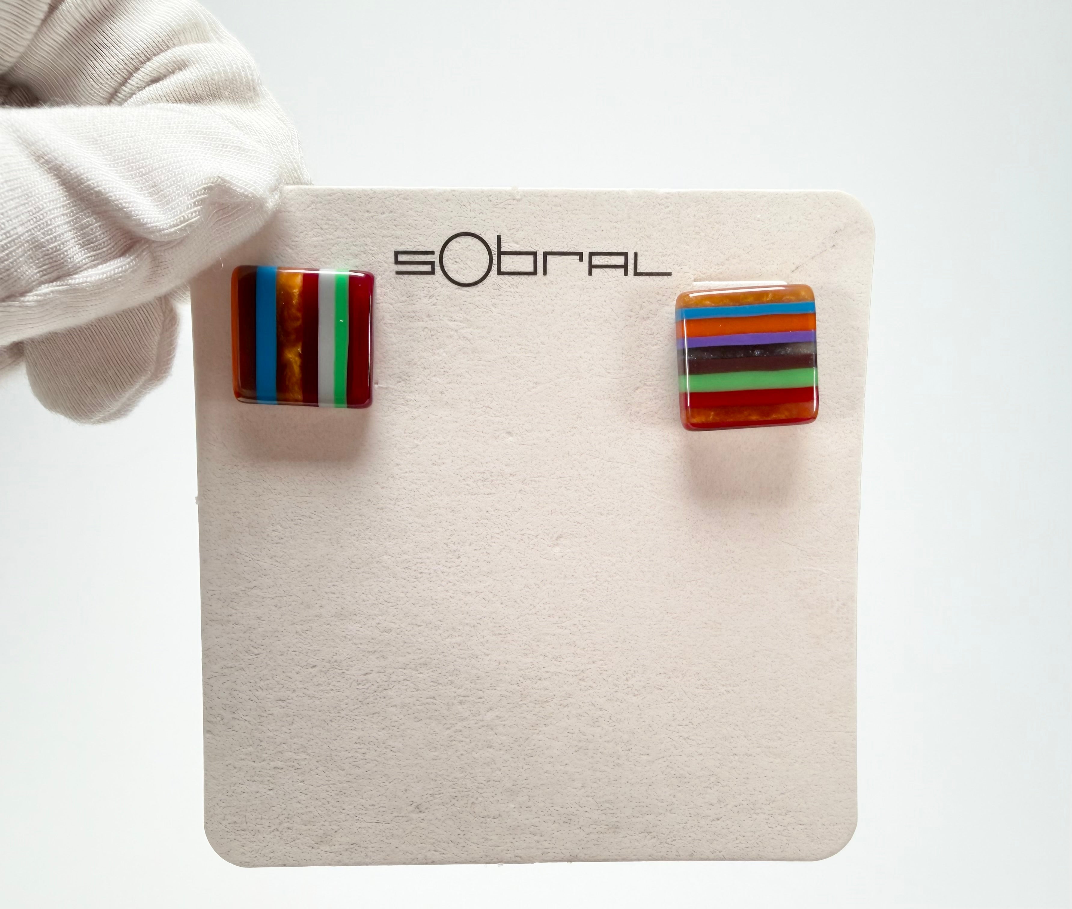 Sobral - Pop Art "Quadradinho" Resin Earrings ( 000074 )