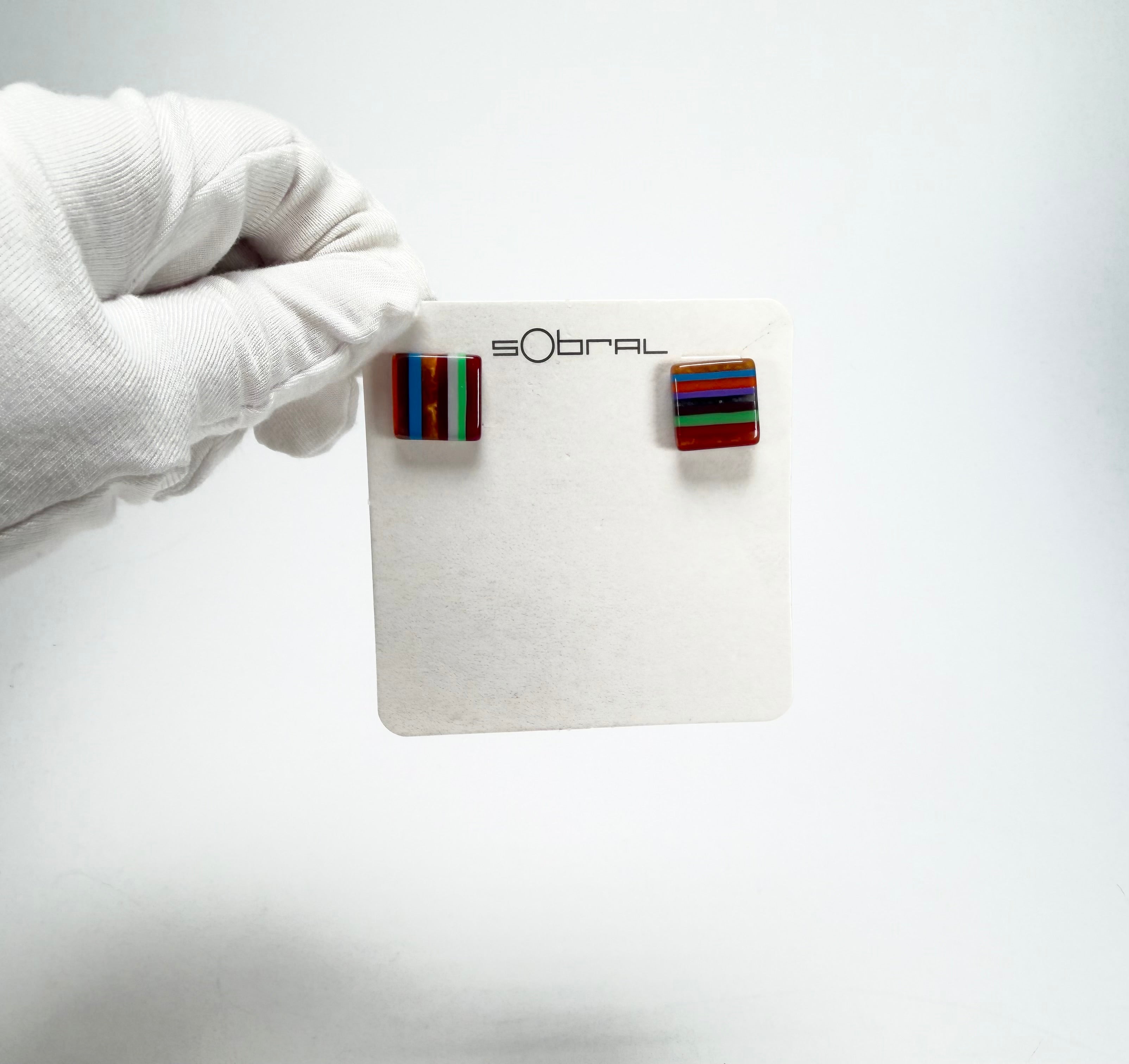 Sobral - Pop Art "Quadradinho" Resin Earrings ( 000074 )