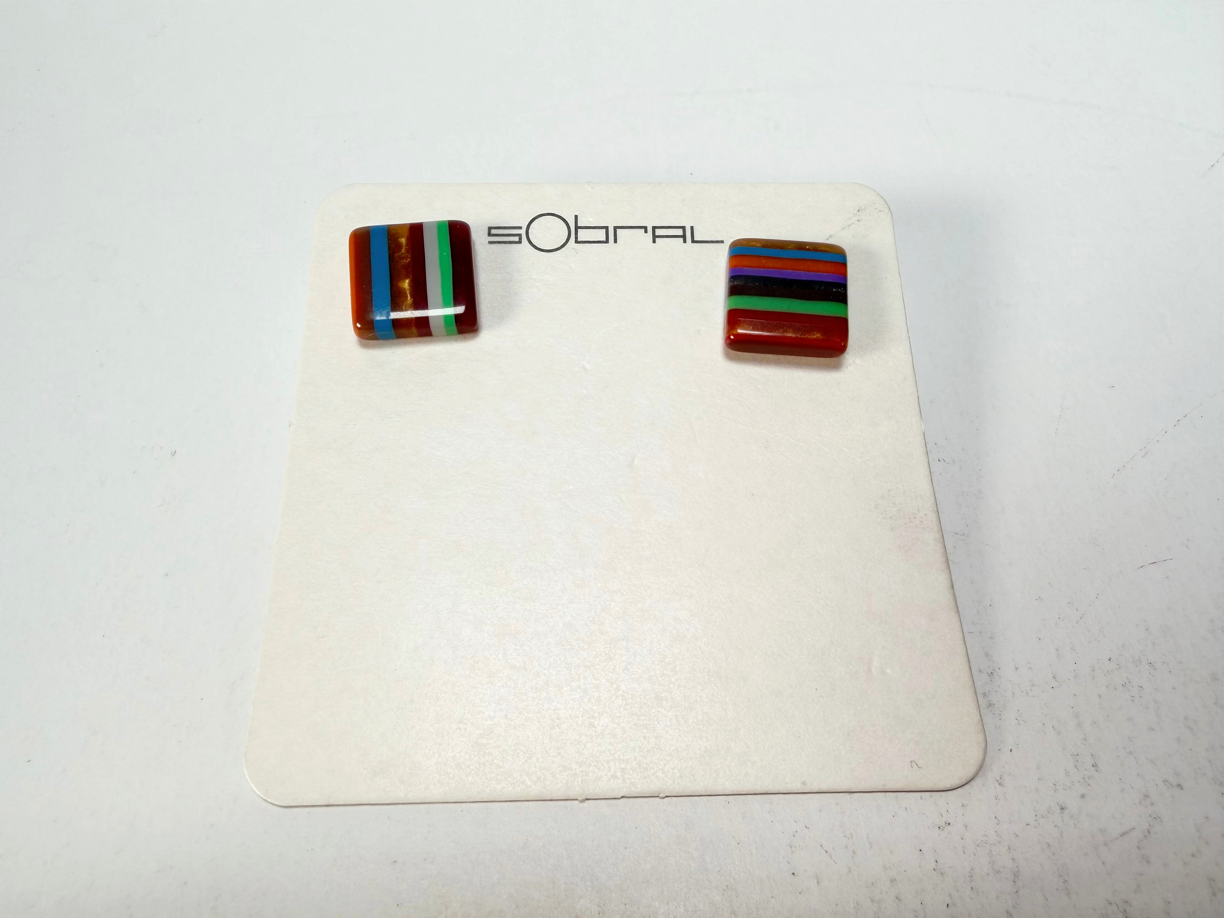 Sobral - Pop Art "Quadradinho" Resin Earrings ( 000074 )