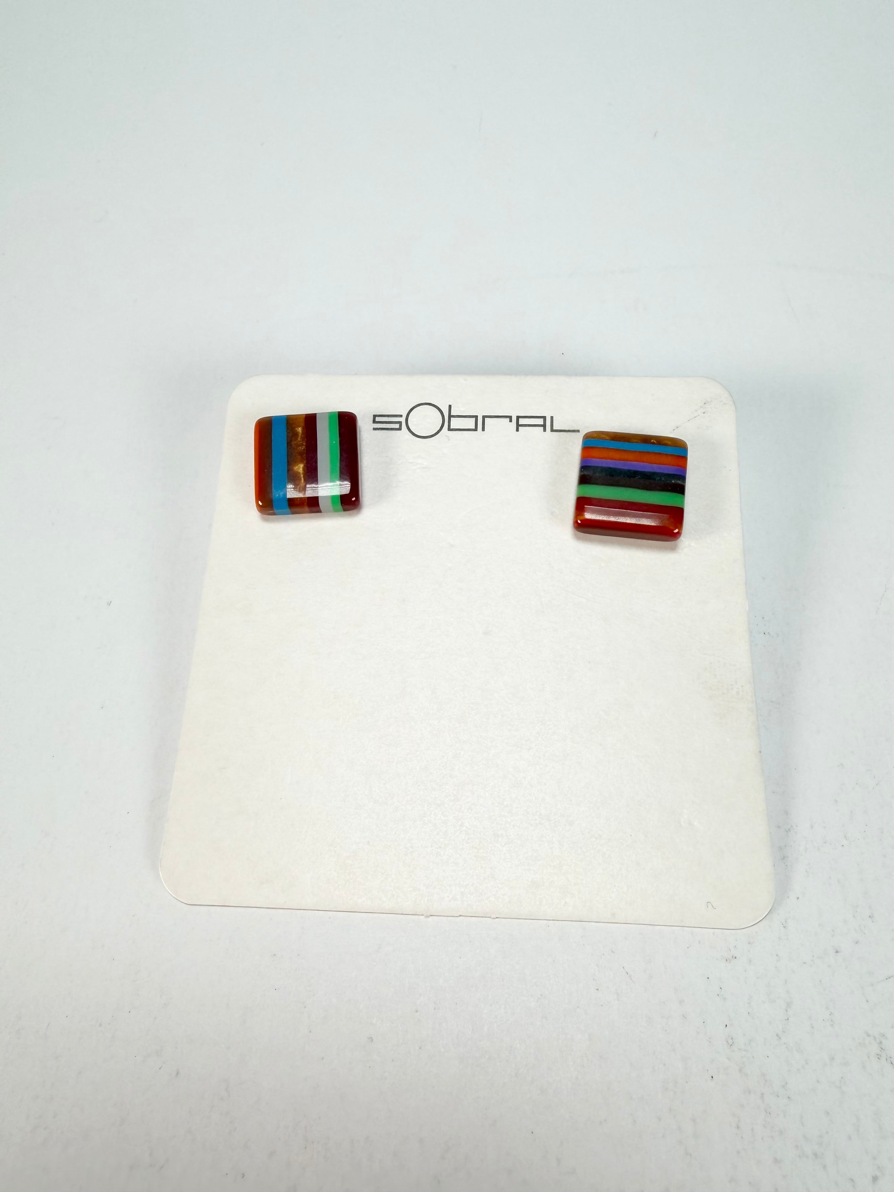 Sobral - Pop Art "Quadradinho" Resin Earrings ( 000074 )