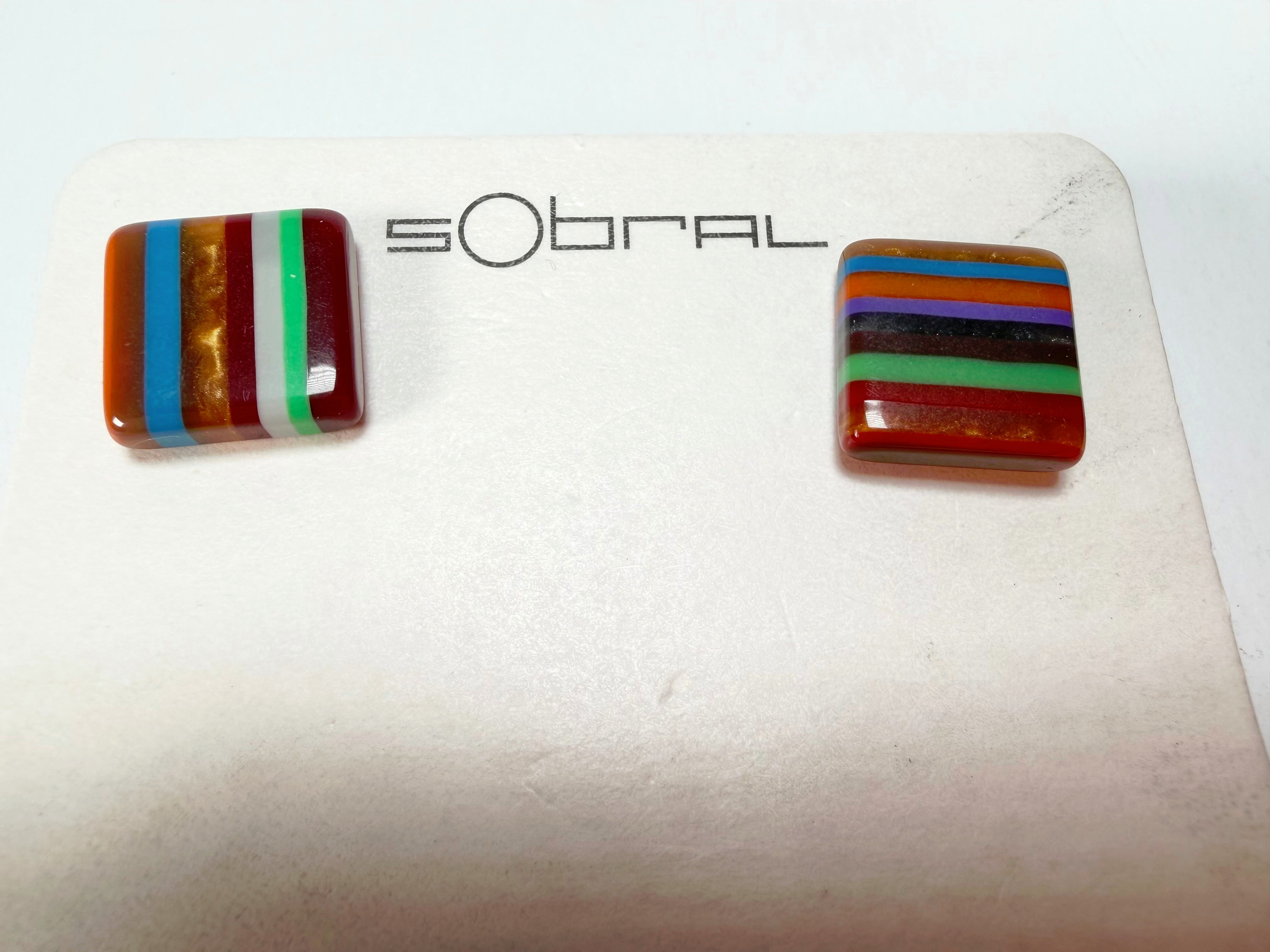 Sobral - Pop Art "Quadradinho" Resin Earrings ( 000074 )