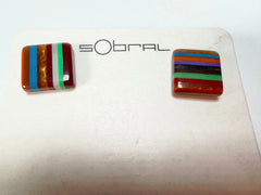 Sobral - Pop Art "Quadradinho" Resin Earrings ( 000074 )