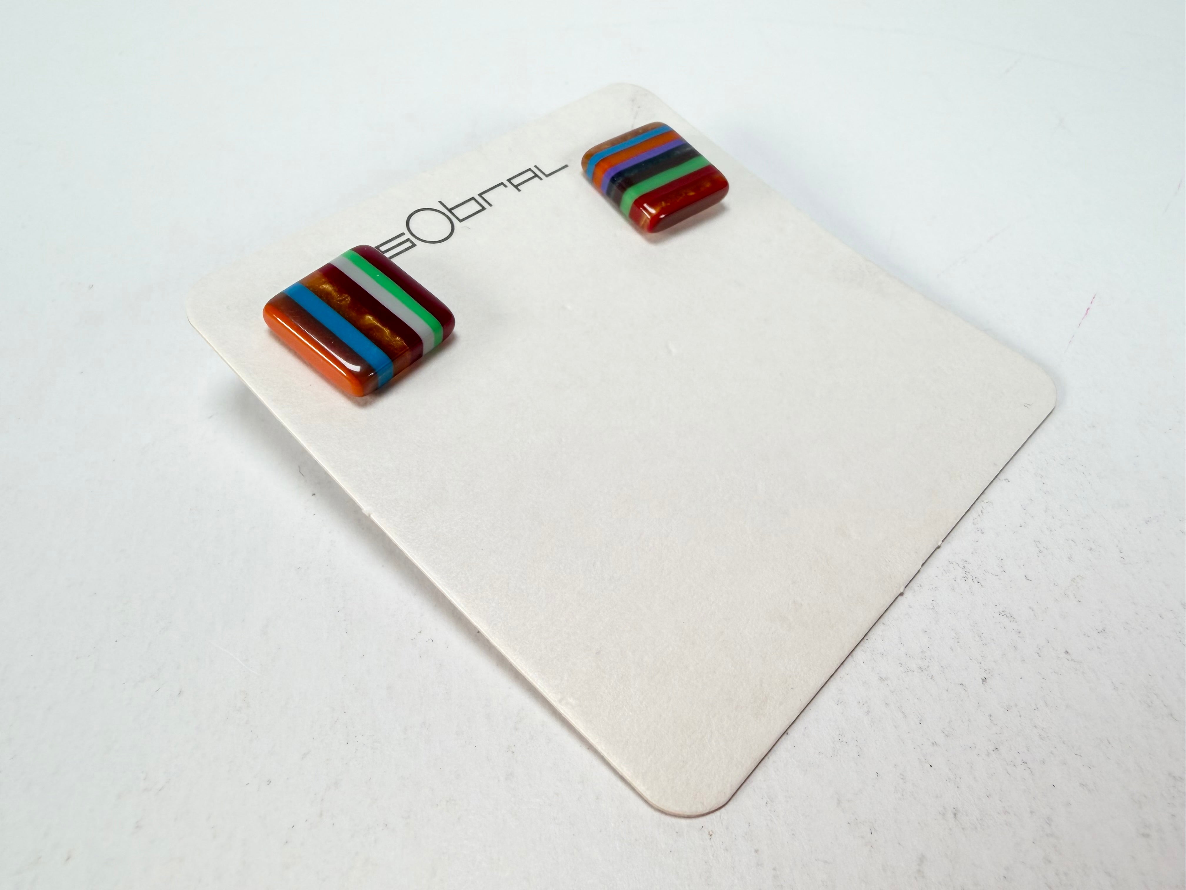 Sobral - Pop Art "Quadradinho" Resin Earrings ( 000074 )