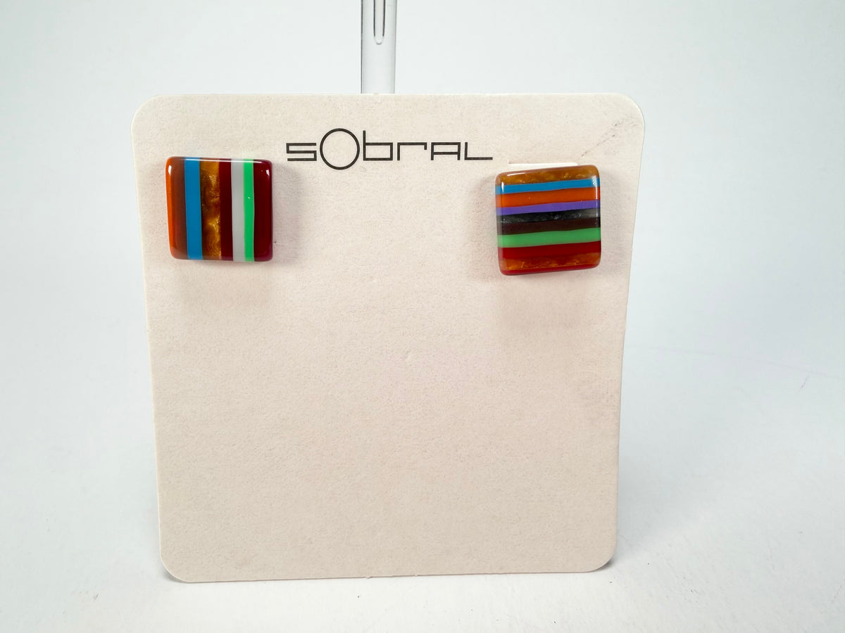 Sobral - Pop Art "Quadradinho" Resin Earrings ( 000074 )
