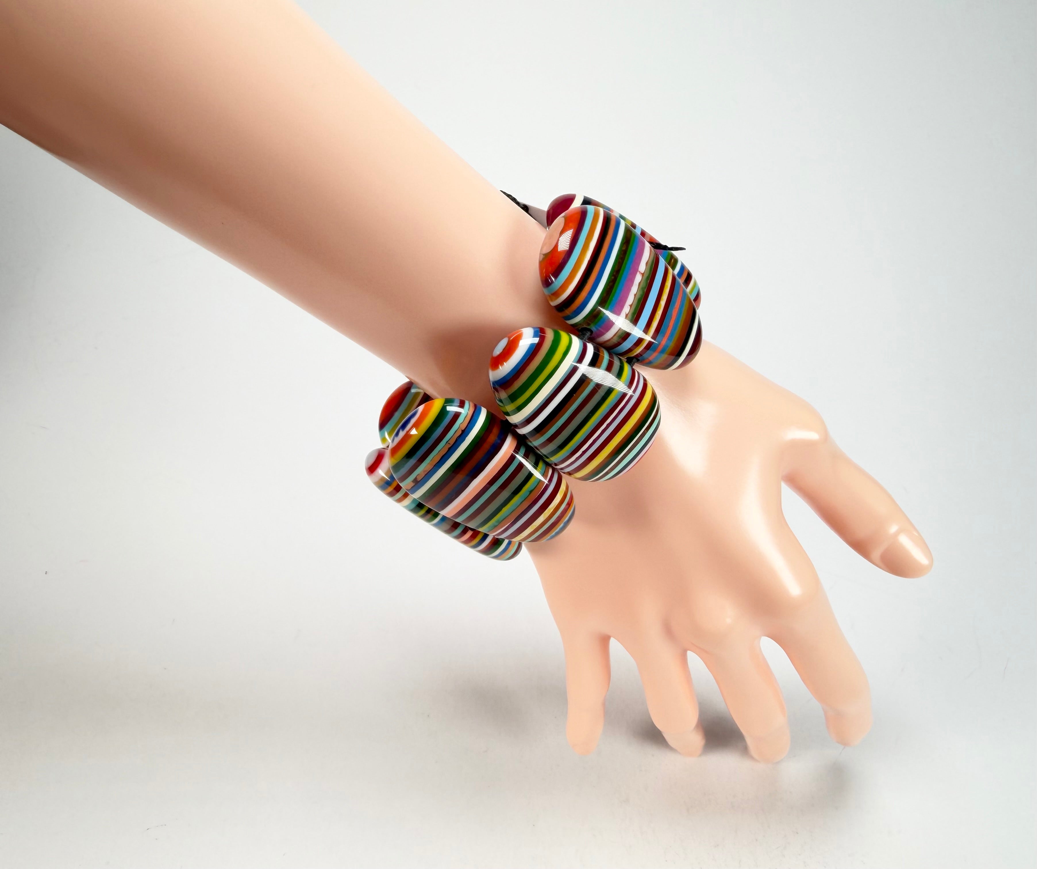 Sobral - Pop Art "Folha" Elasticated Resin Bracelet ( 005519 )